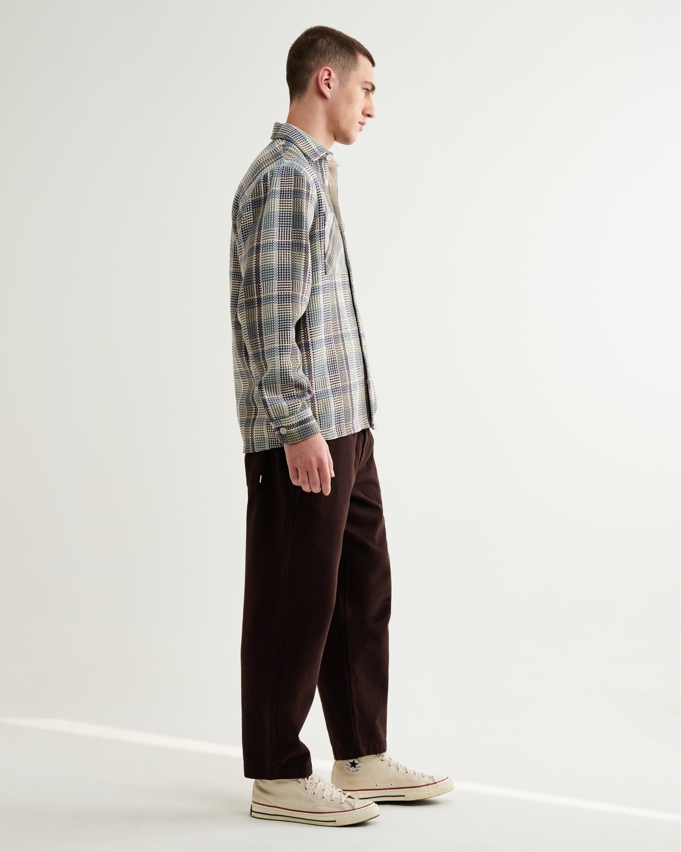 Whiting Overshirt in Basket Weave Blue/Green