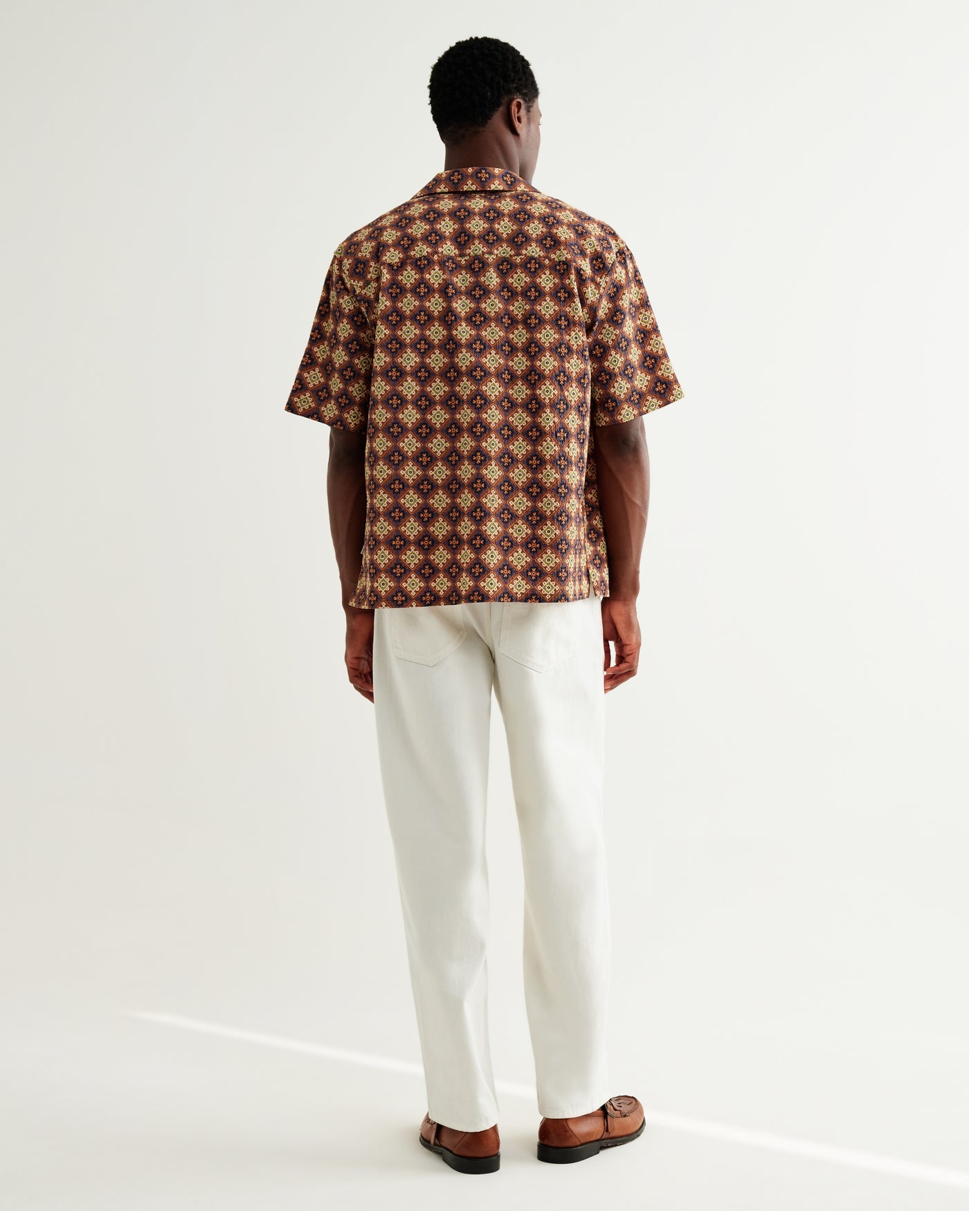 Didcot Shirt in Seersucker Tiles Rust/Multi