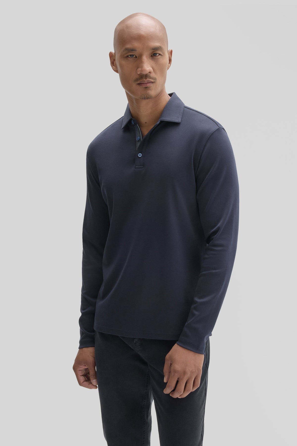 Georgia Longsleeve Herringbone Polo Dark Caspian