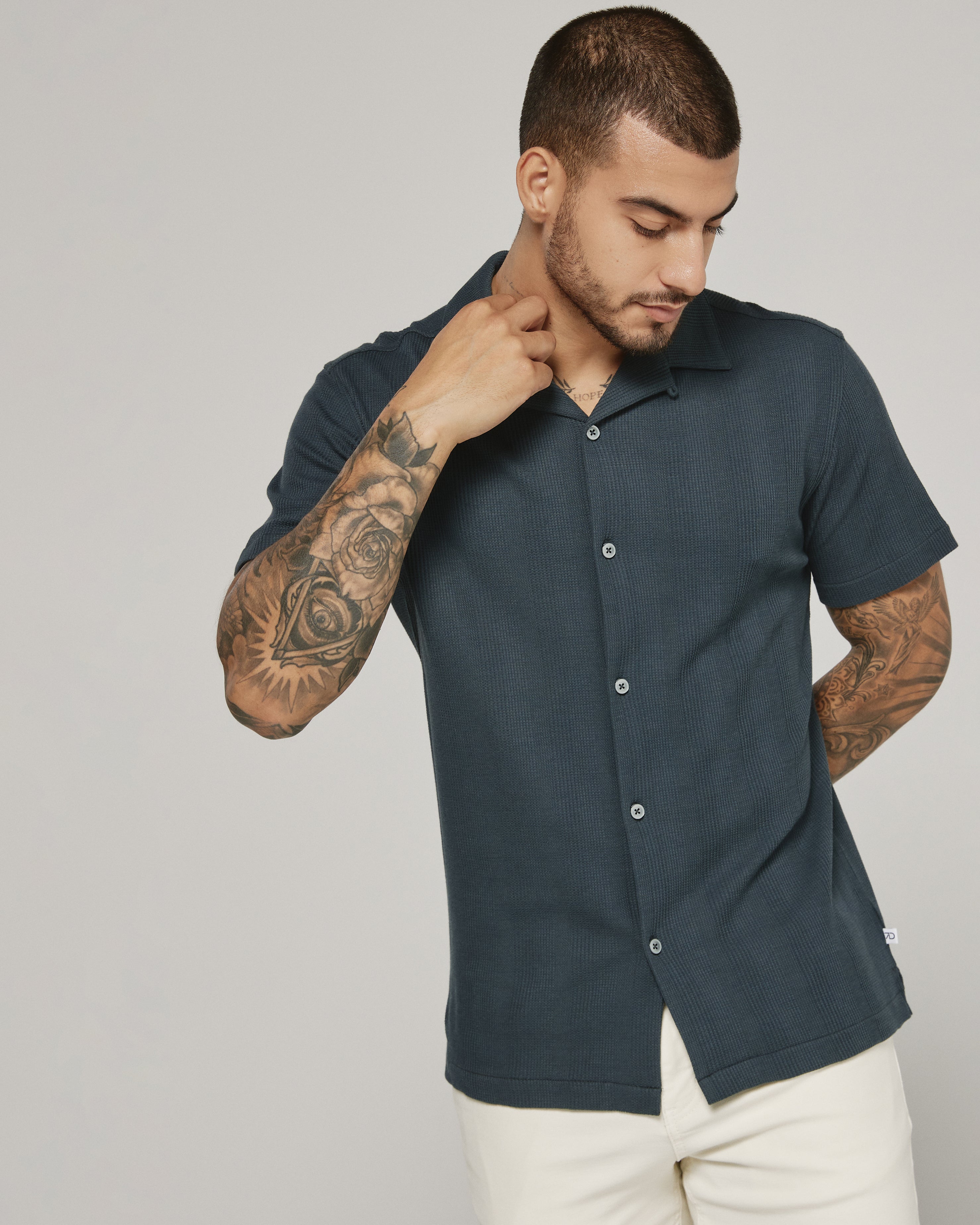 Burke Camp Sweater Shirt Petrol Navy