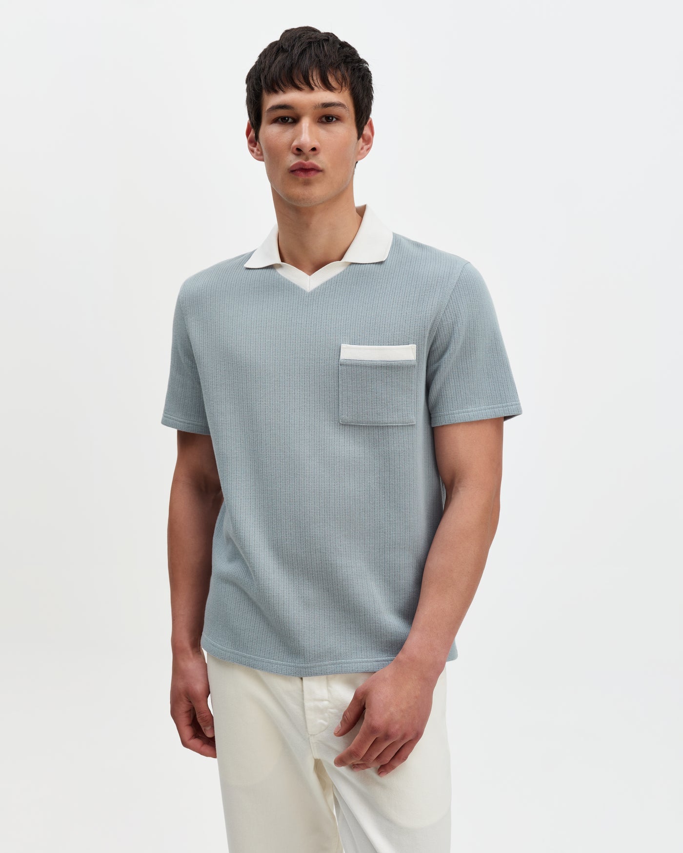 Pendal Design Rib Polo Blue/Ecru