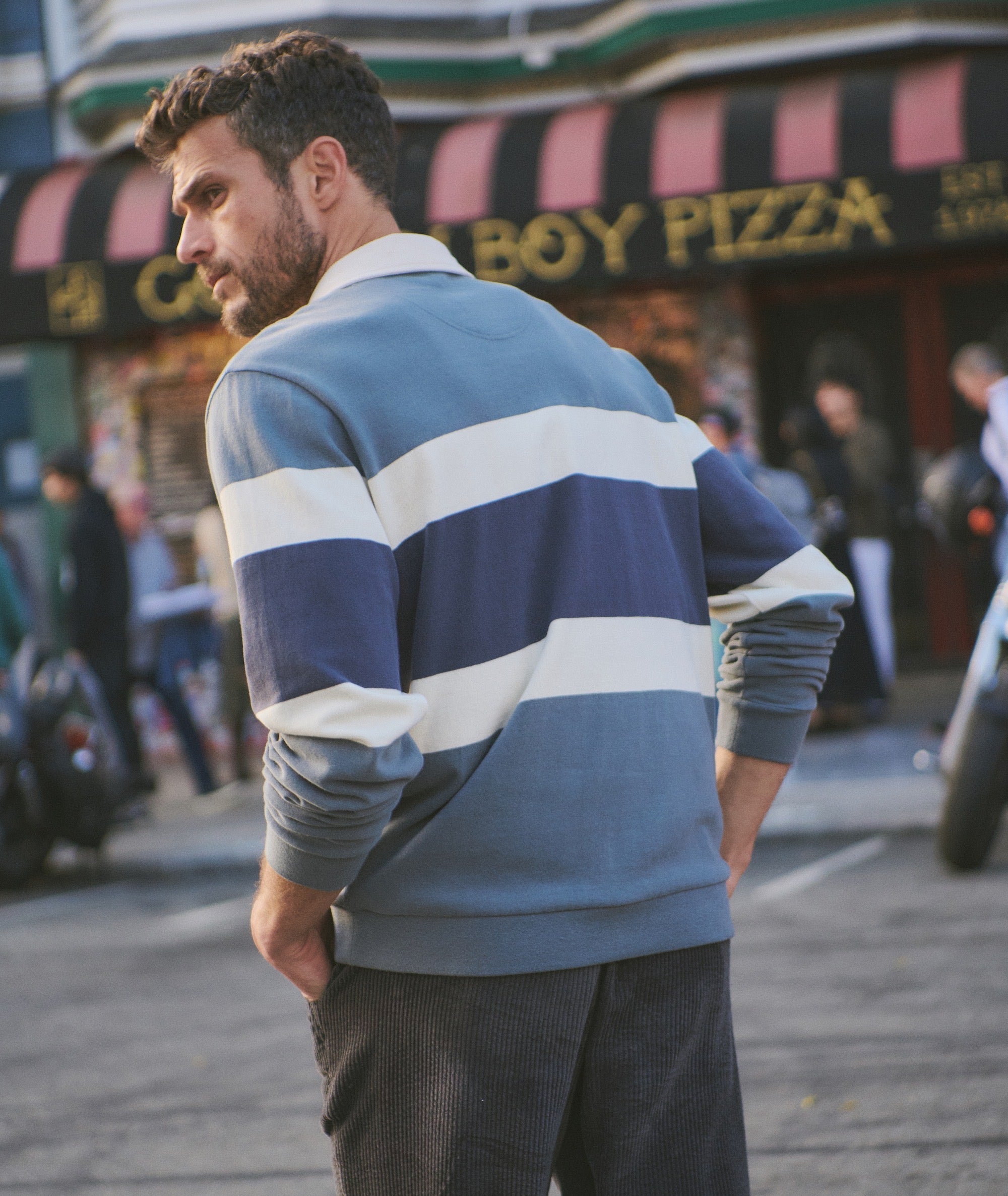Sueded Rugby Polo Stormy Weather Colorblock