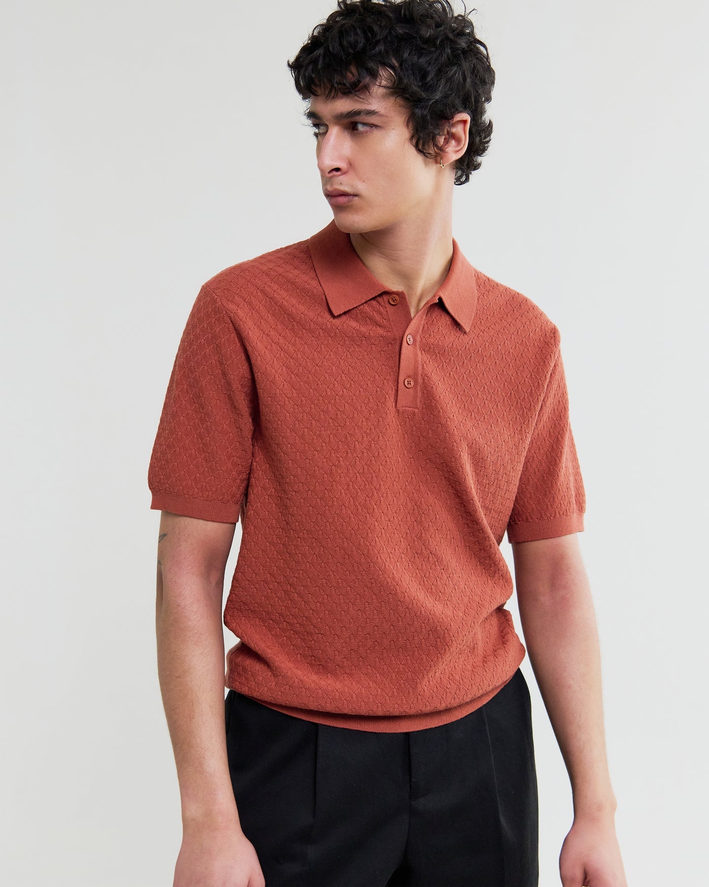 Naples Polo in Retro Diamond Cotton Rust