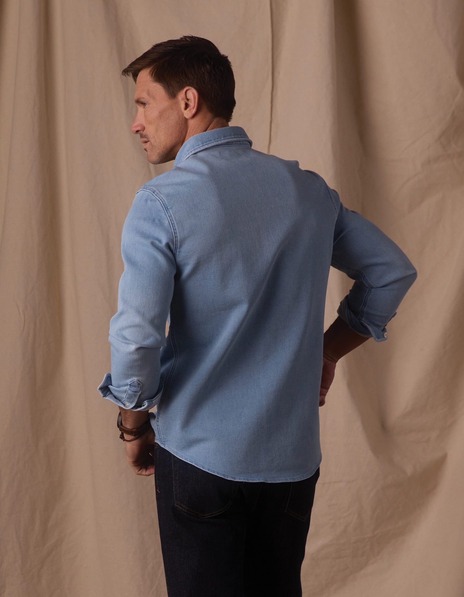 Comfort Terry Jean Shirt Jacket Light Wash