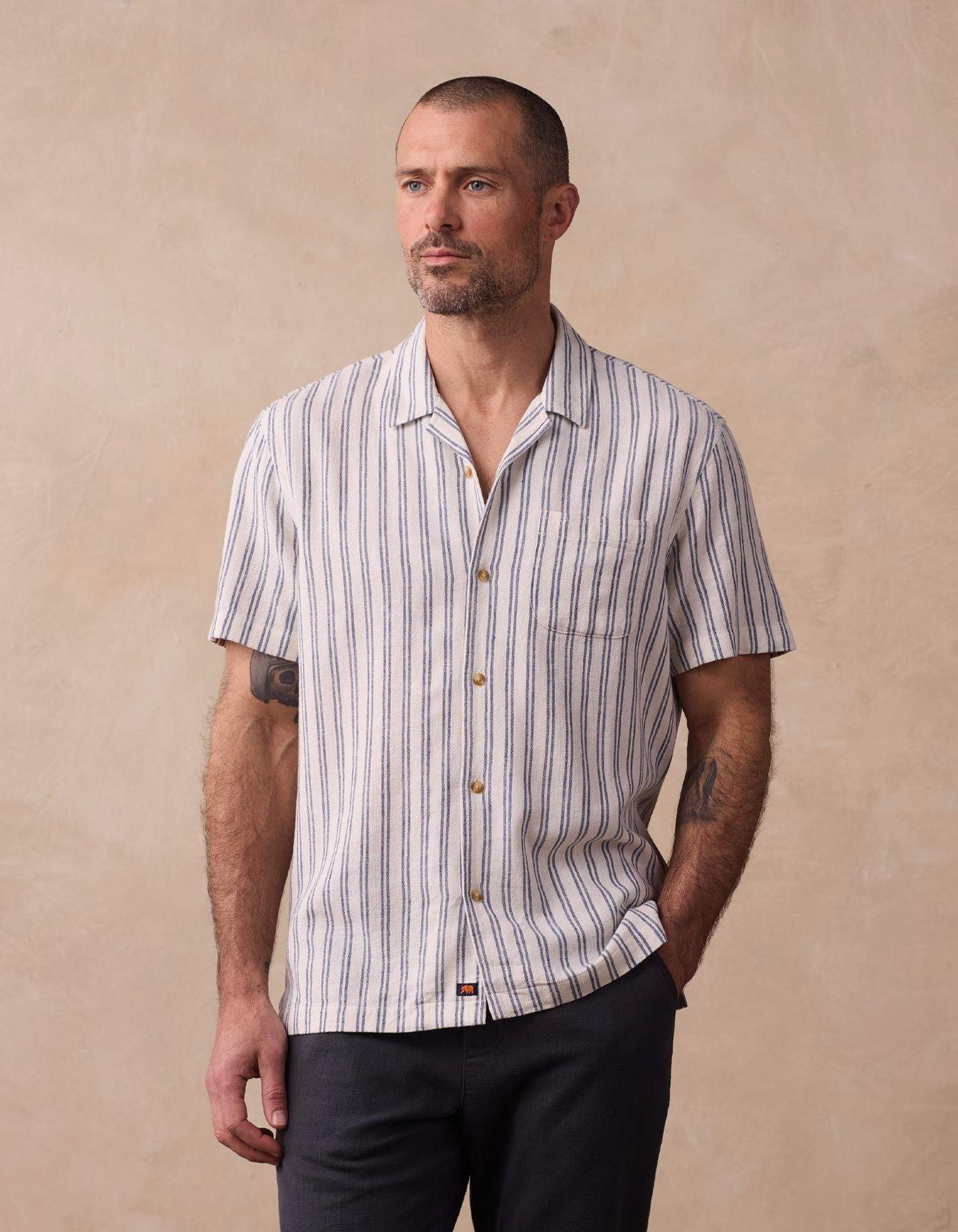 Freshwater Camp Shirt Vintage Blue Stripe