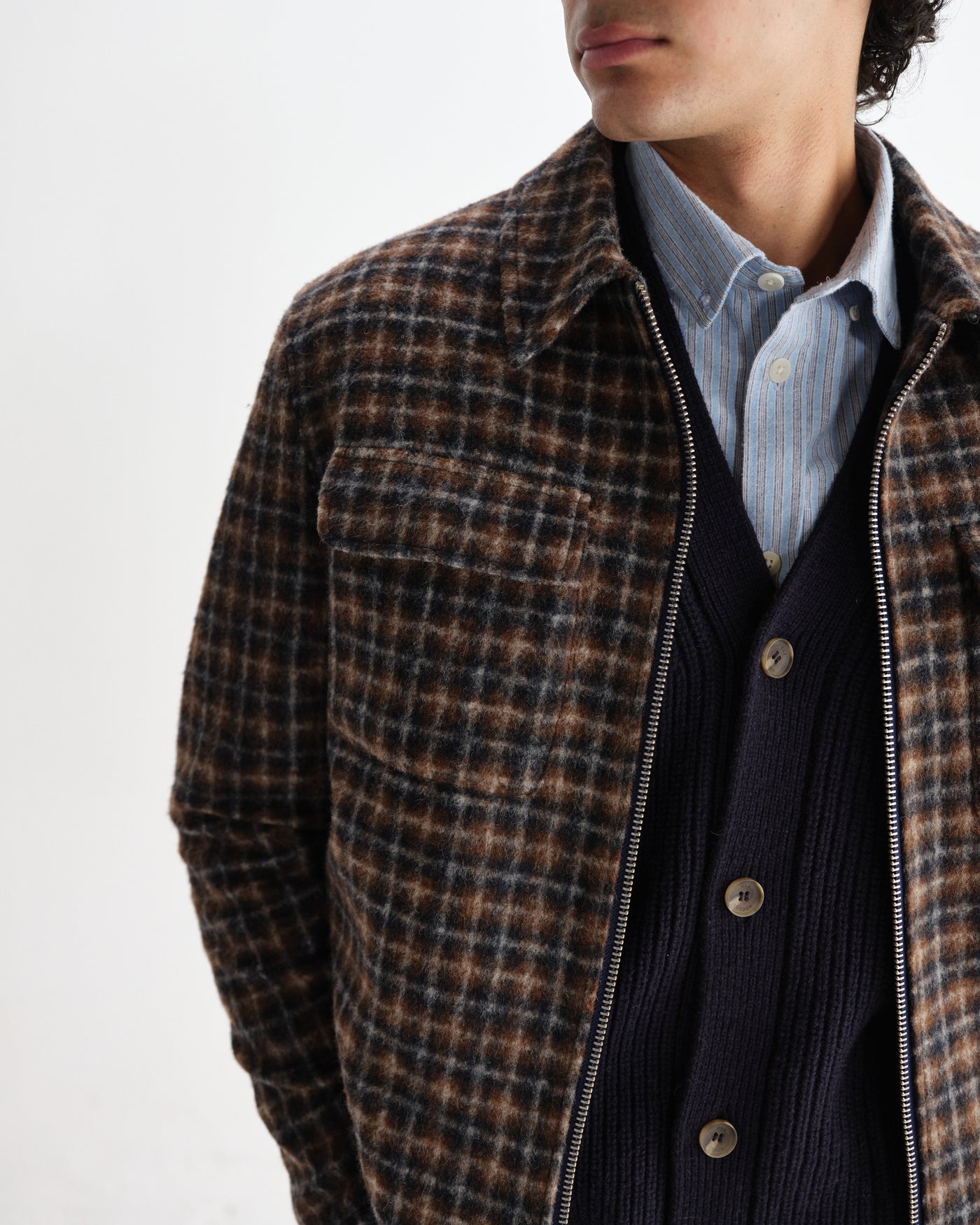 Osier Jacket - Drawn Check Navy/Brown