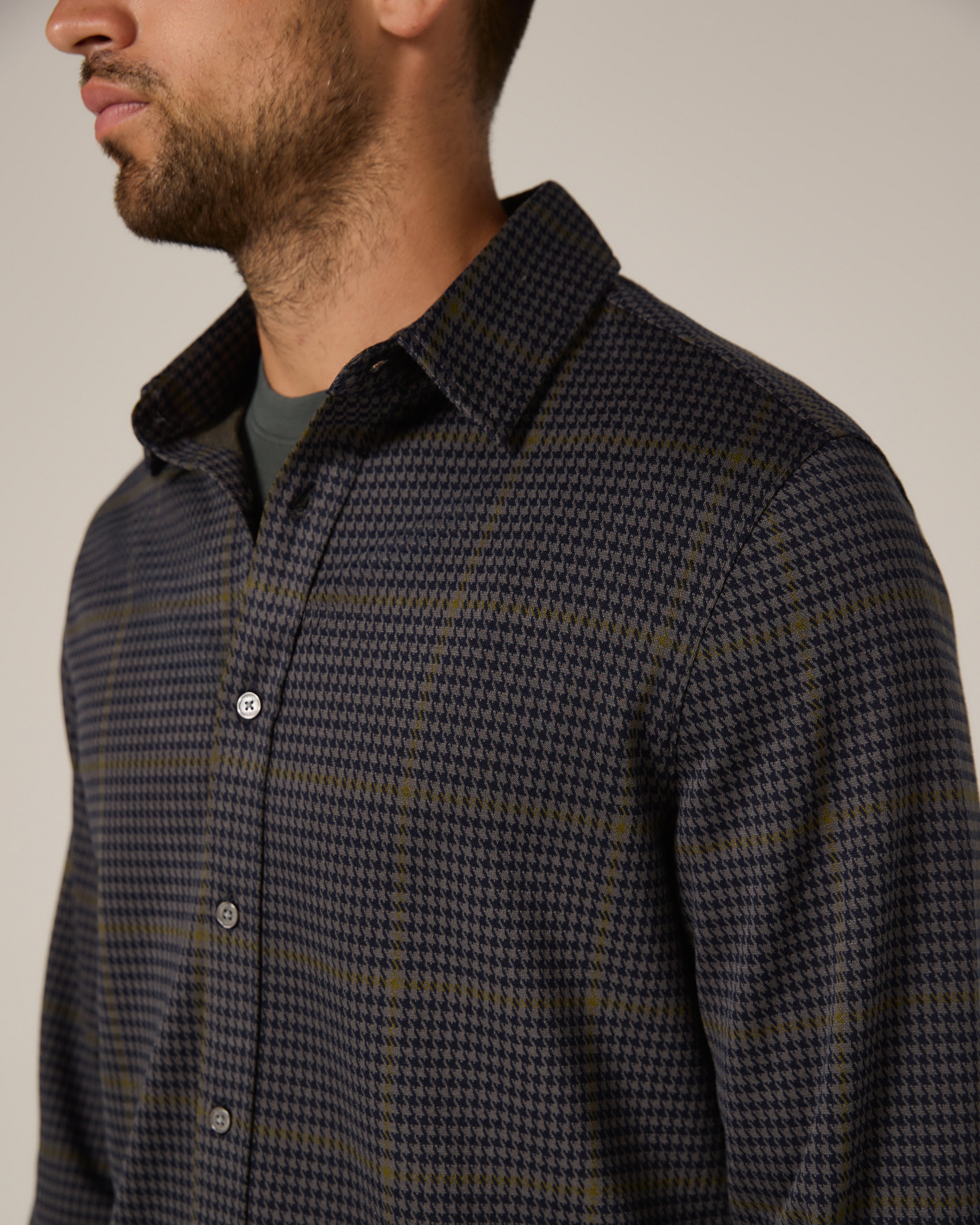 Generation Knit Check Shirt Navy