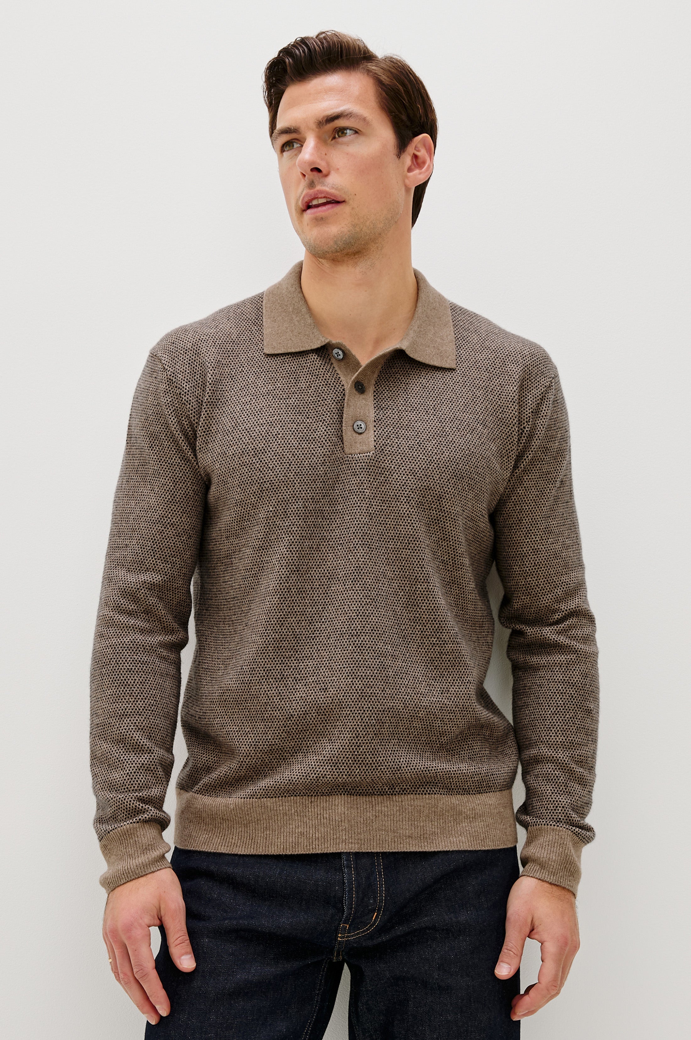 Anders Sweater Polo Flax Navy