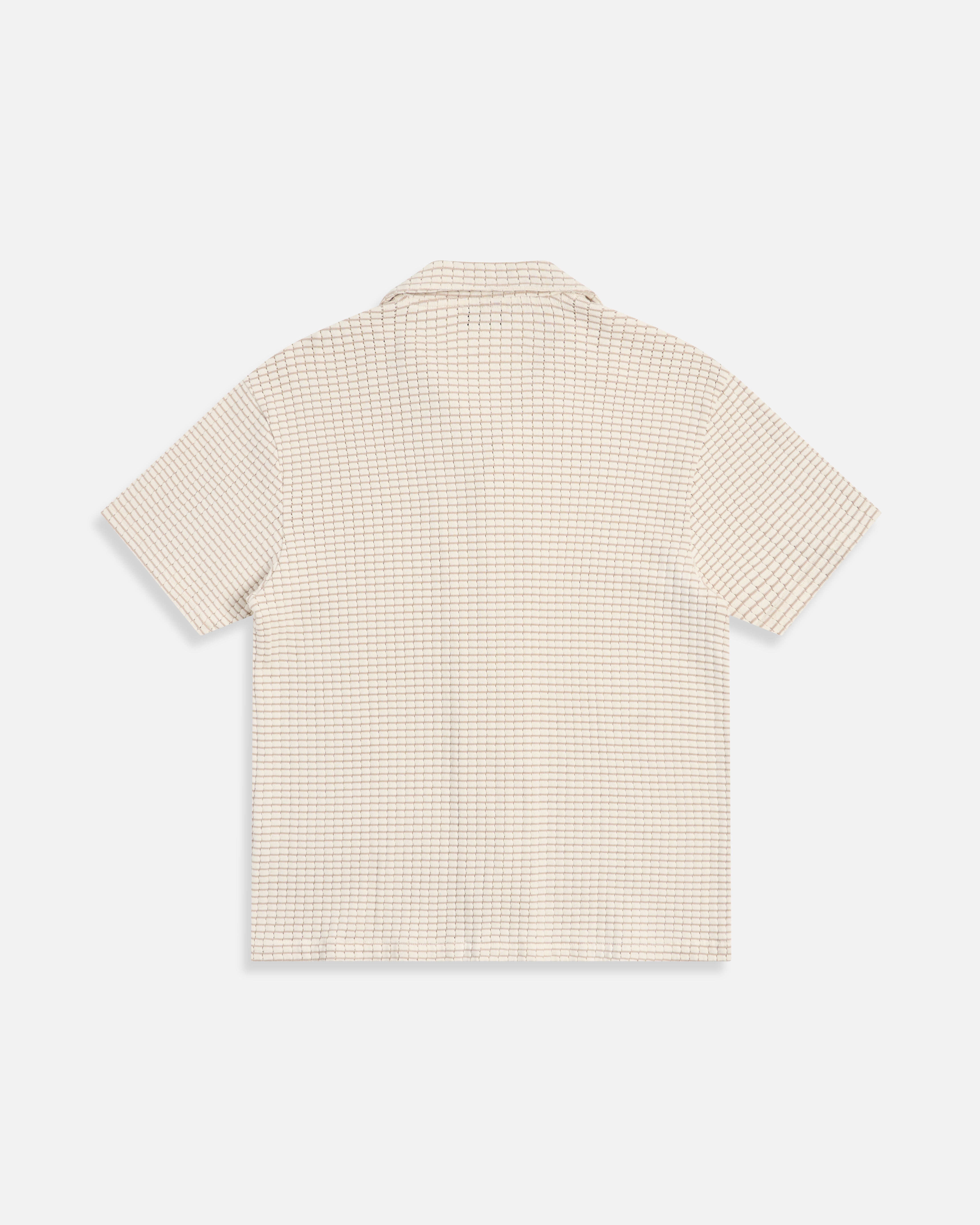 Checkered Knit Bowling Shirt Egret