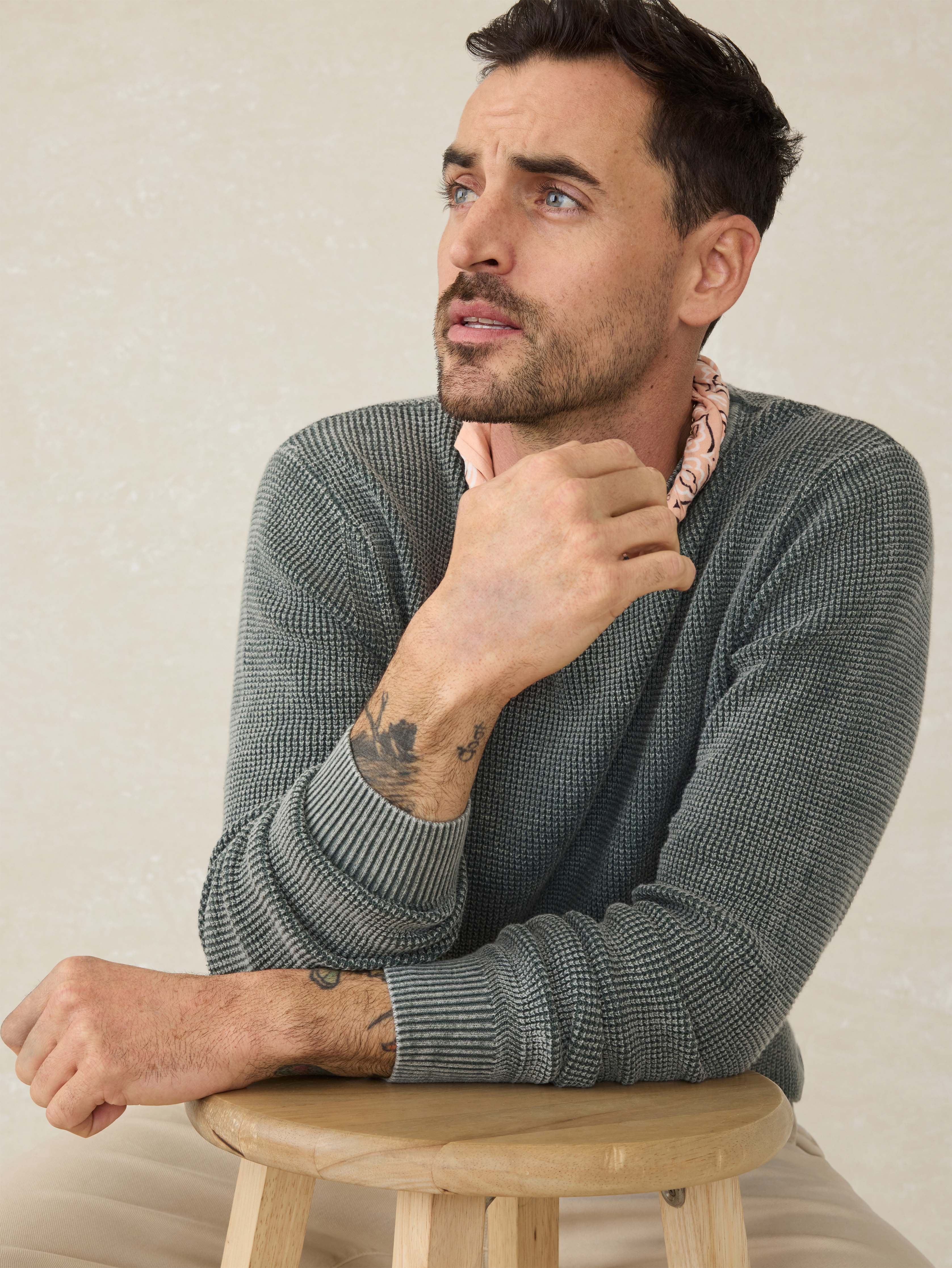 Sunwashed Crewneck Sweater Mountain Olive