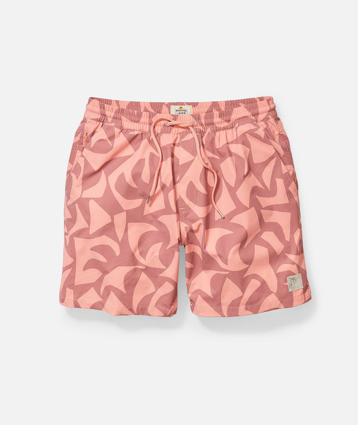 Lined Sport & Swim Short - 6" Warm Abstract Print
