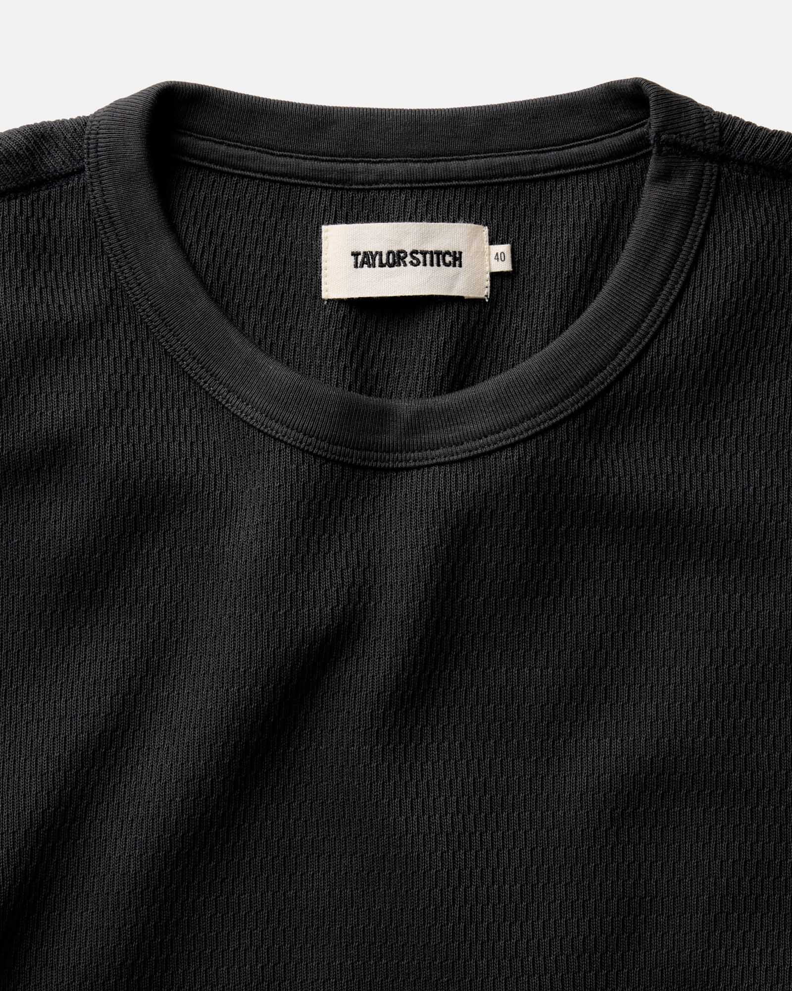 The Organic Cotton Waffle Long Sleeve Crew Faded Black