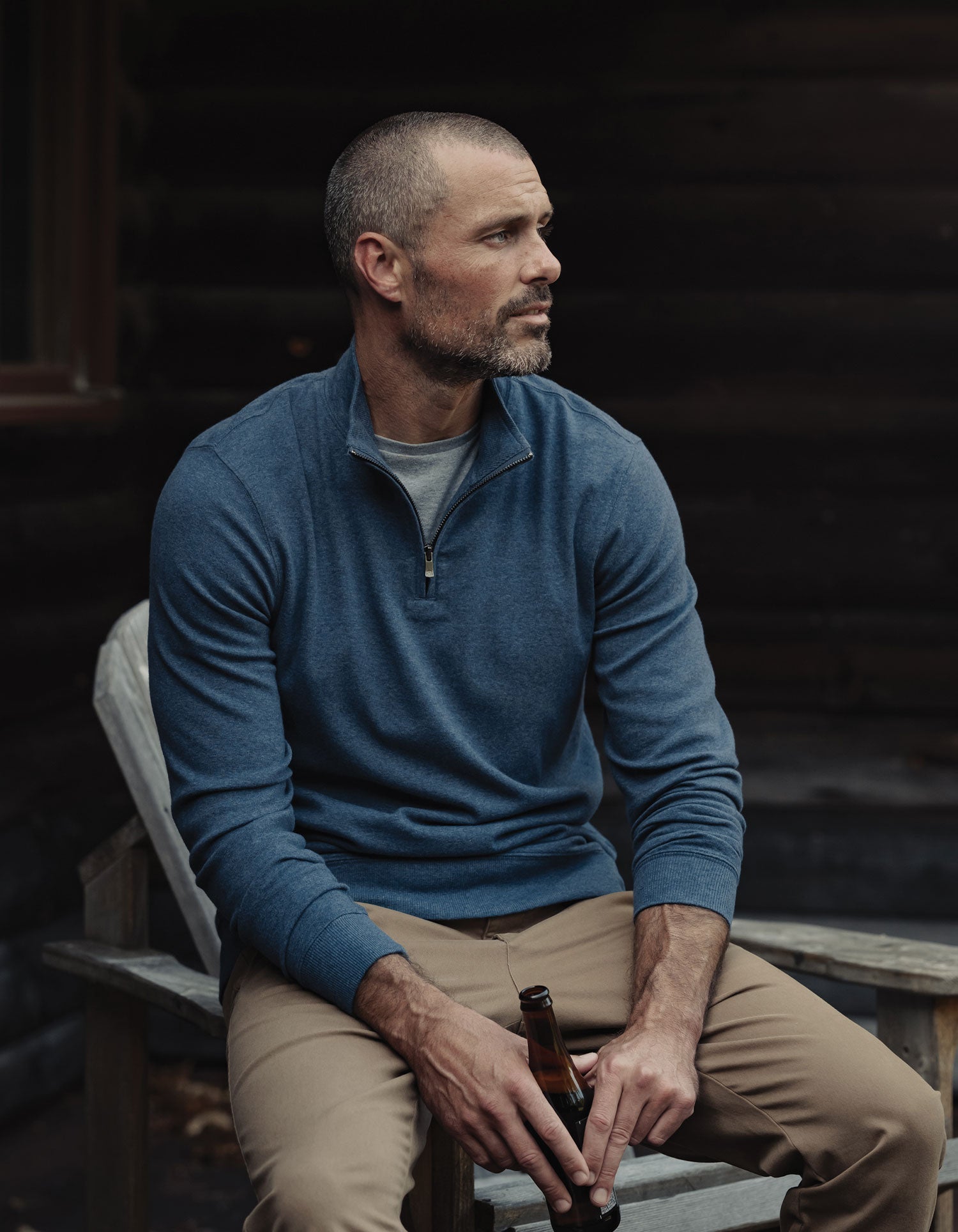 Puremeso Weekend Quarter Zip Indigo Blue