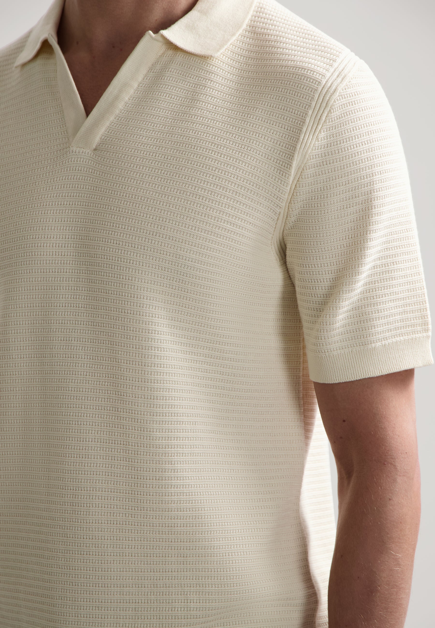 Kostas Textured Cotton Polo Offwhite