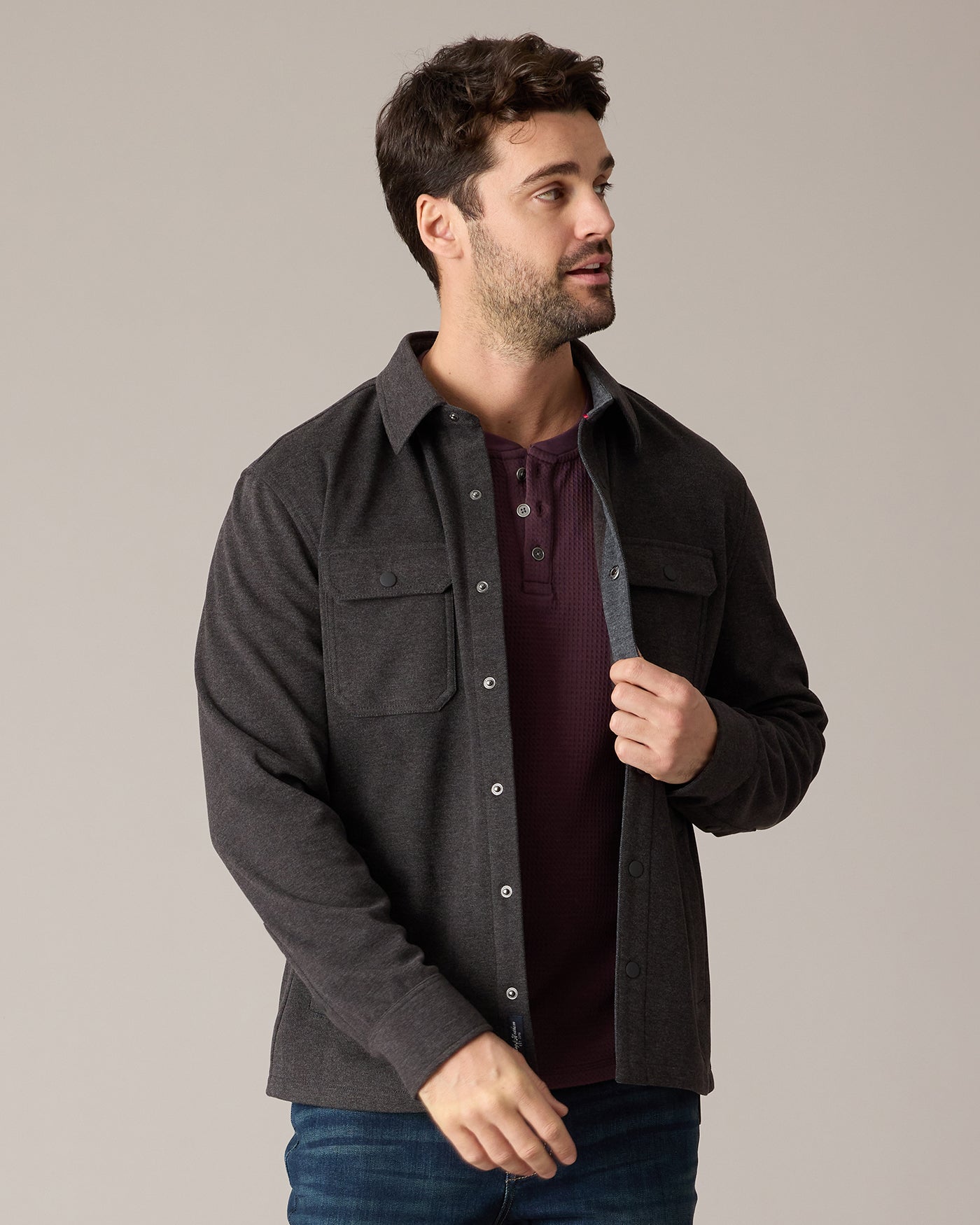 Hamlin Twill Shirt Jacket Charcoal