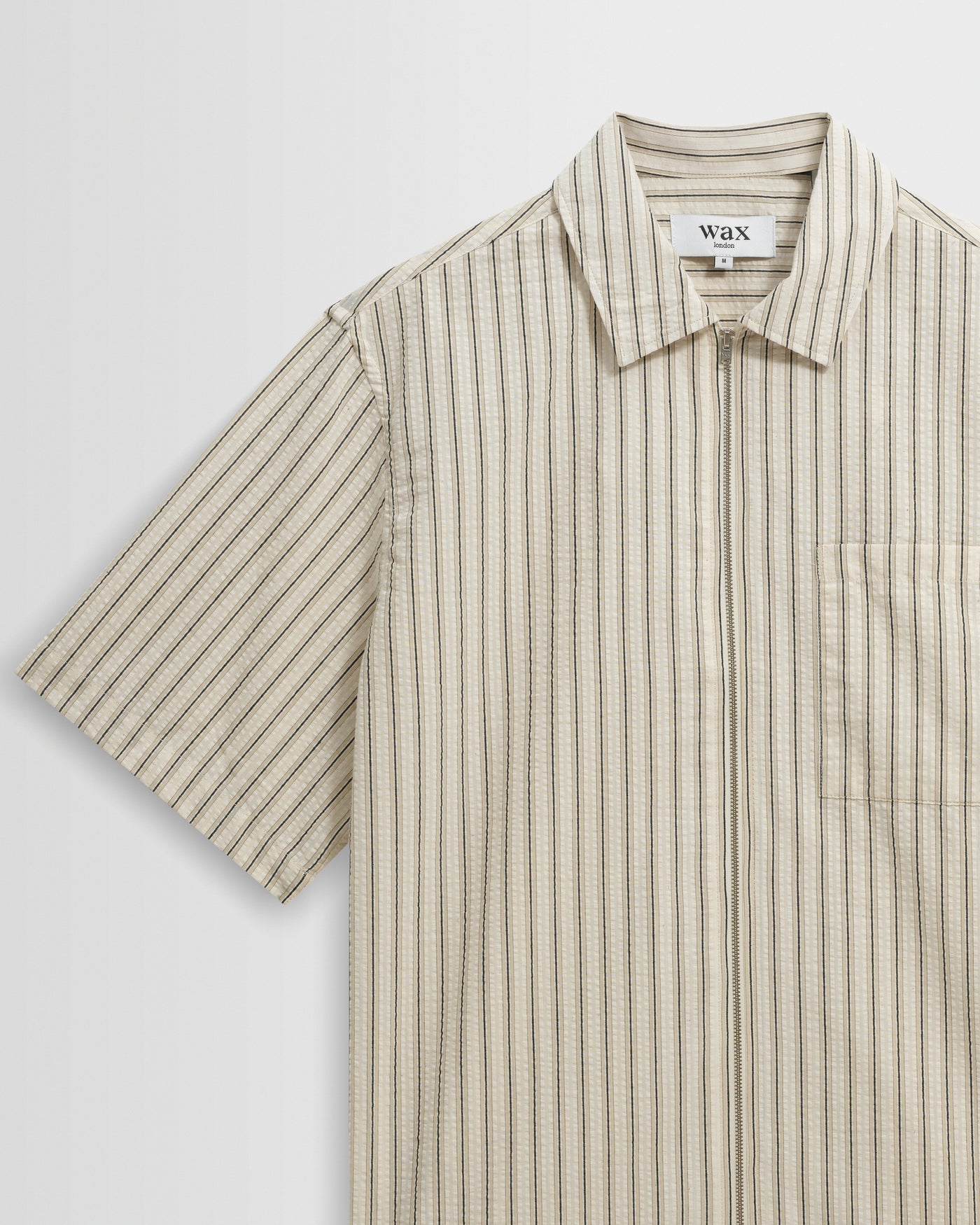 Sears Seersucker Zip Shirt Natural/Navy