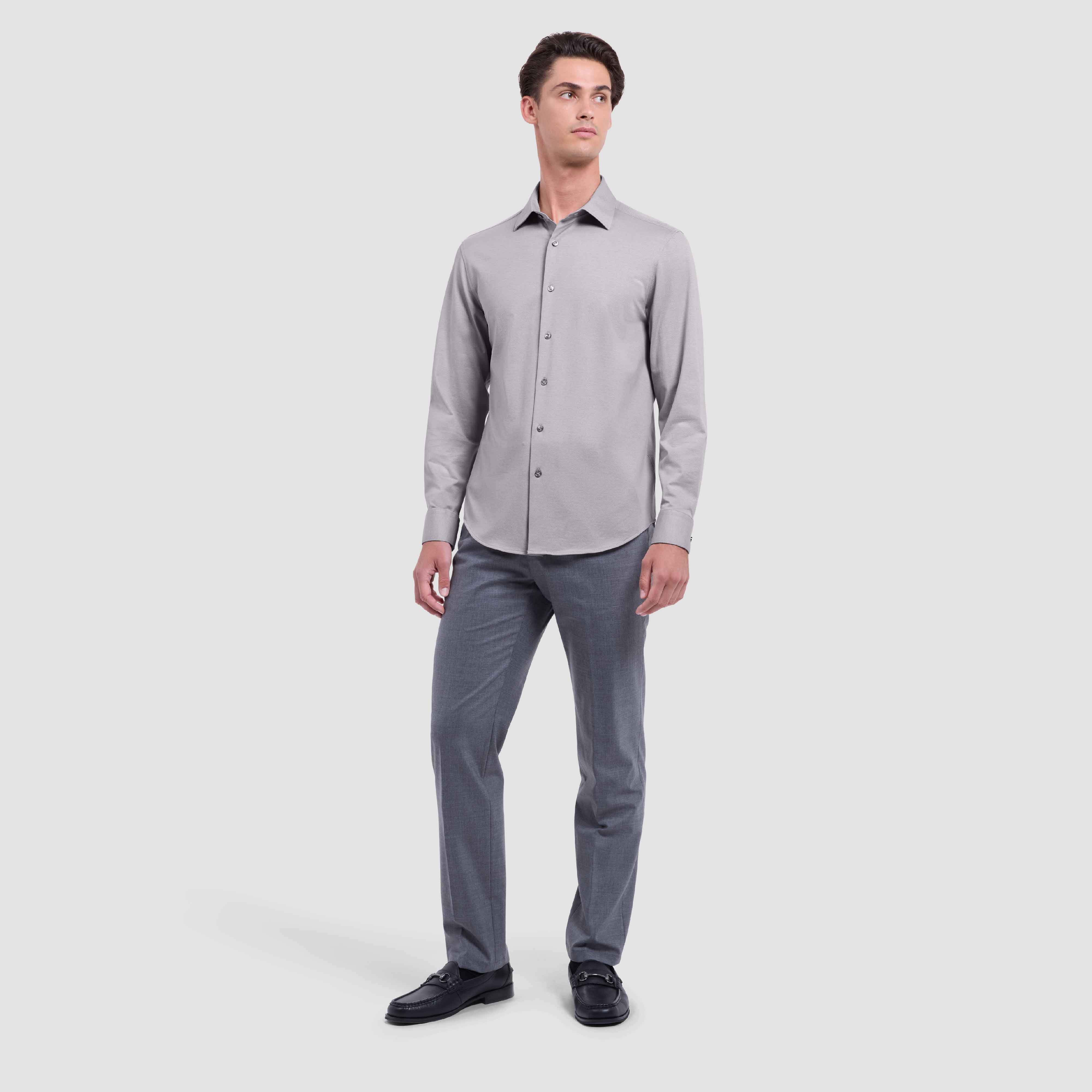 OOOHCotton James Long Sleeve Shirt Cement