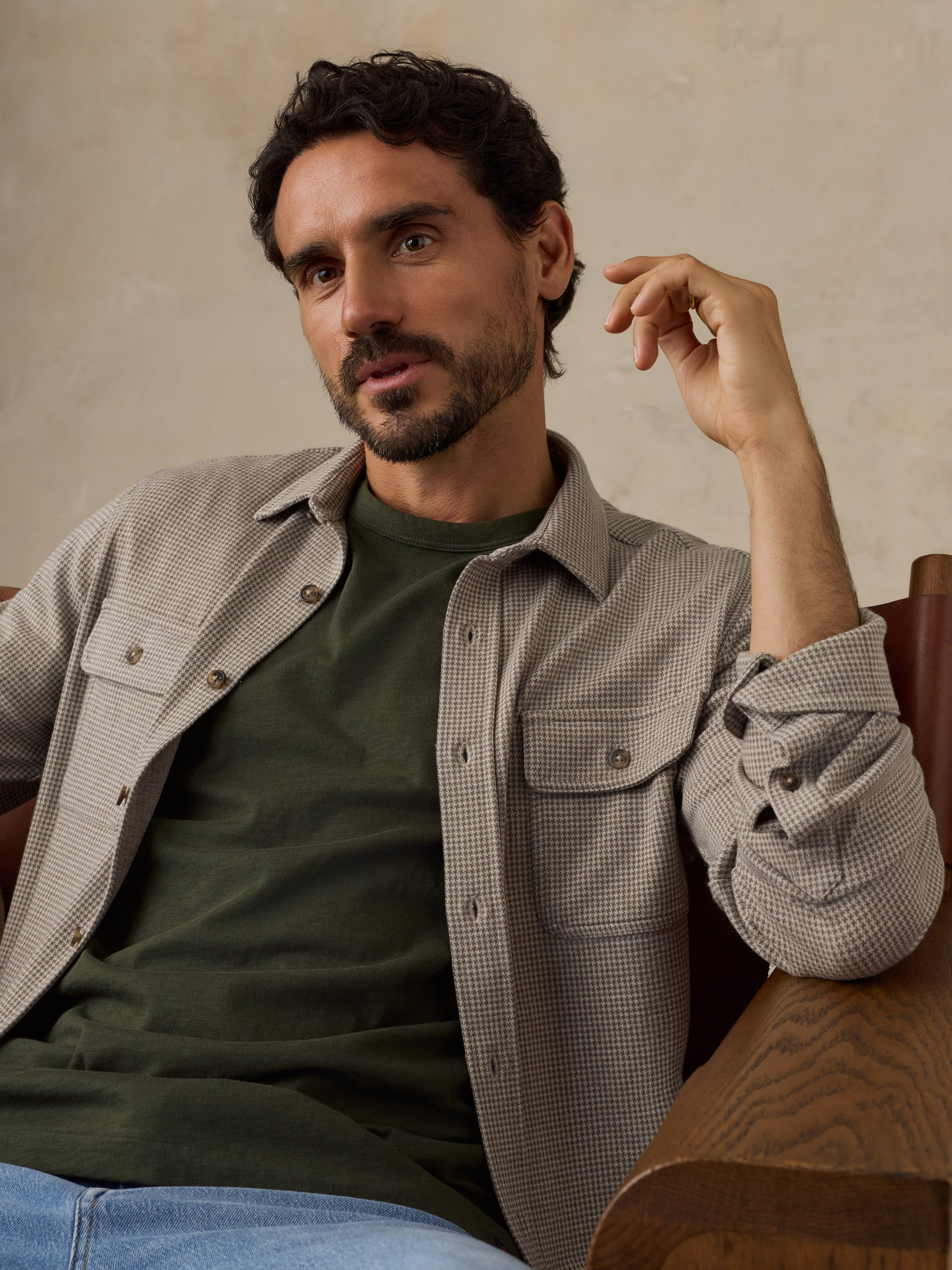 Legend Sweater Shirt Taupe Brown Pincheck