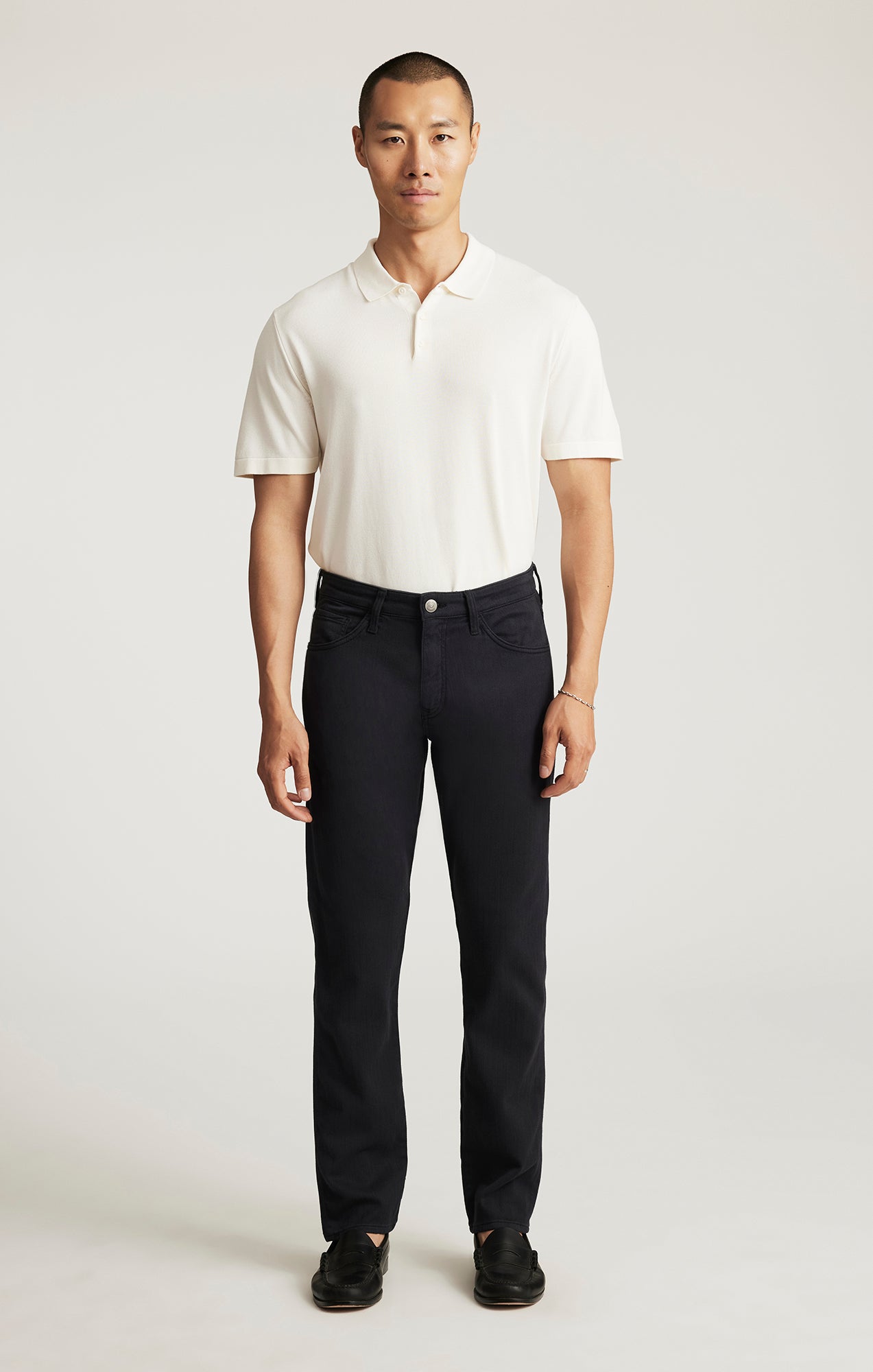 Marcus Slim Straight Leg Navy Herringbone