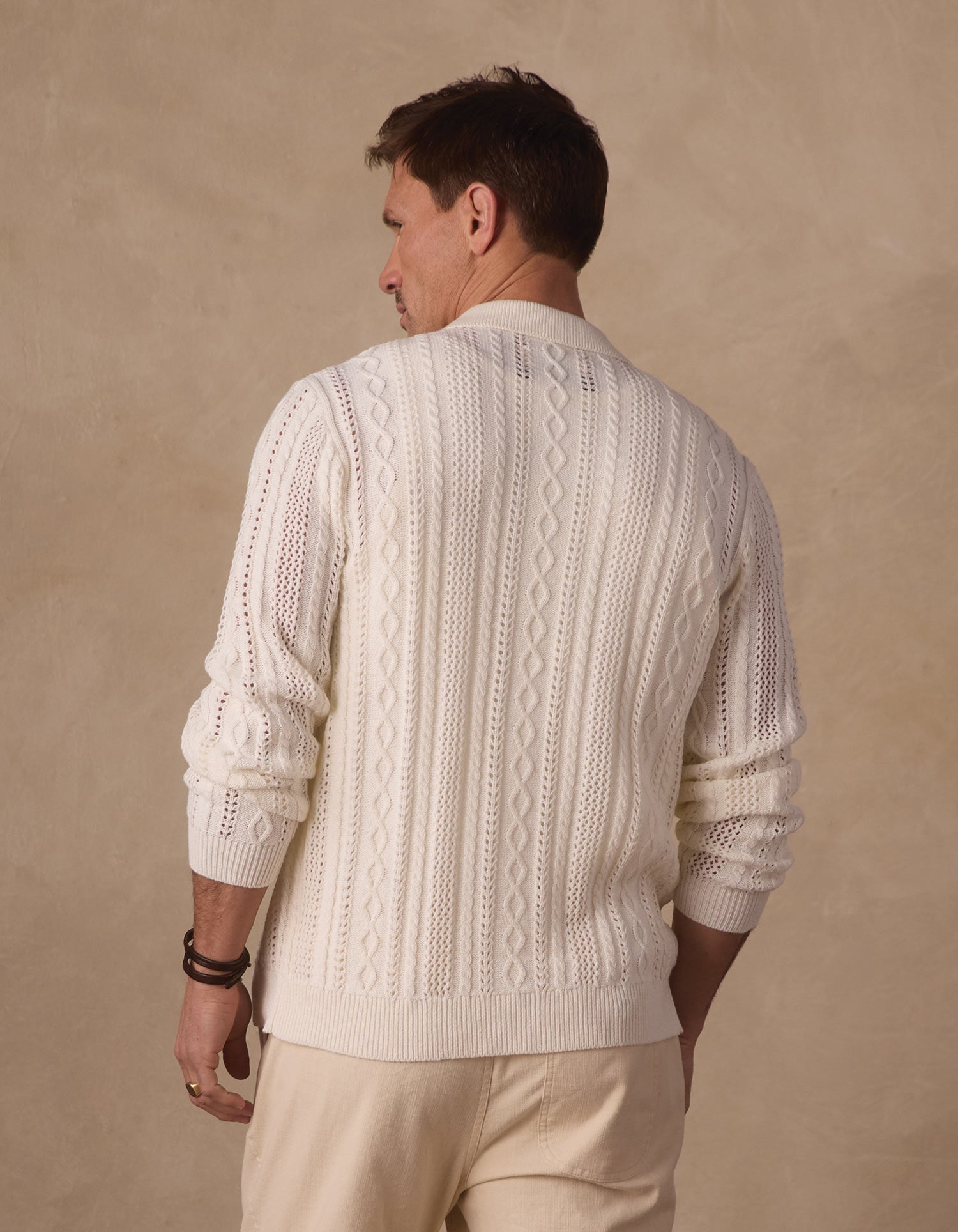Jacquard Zip Front Cardigan Ivory