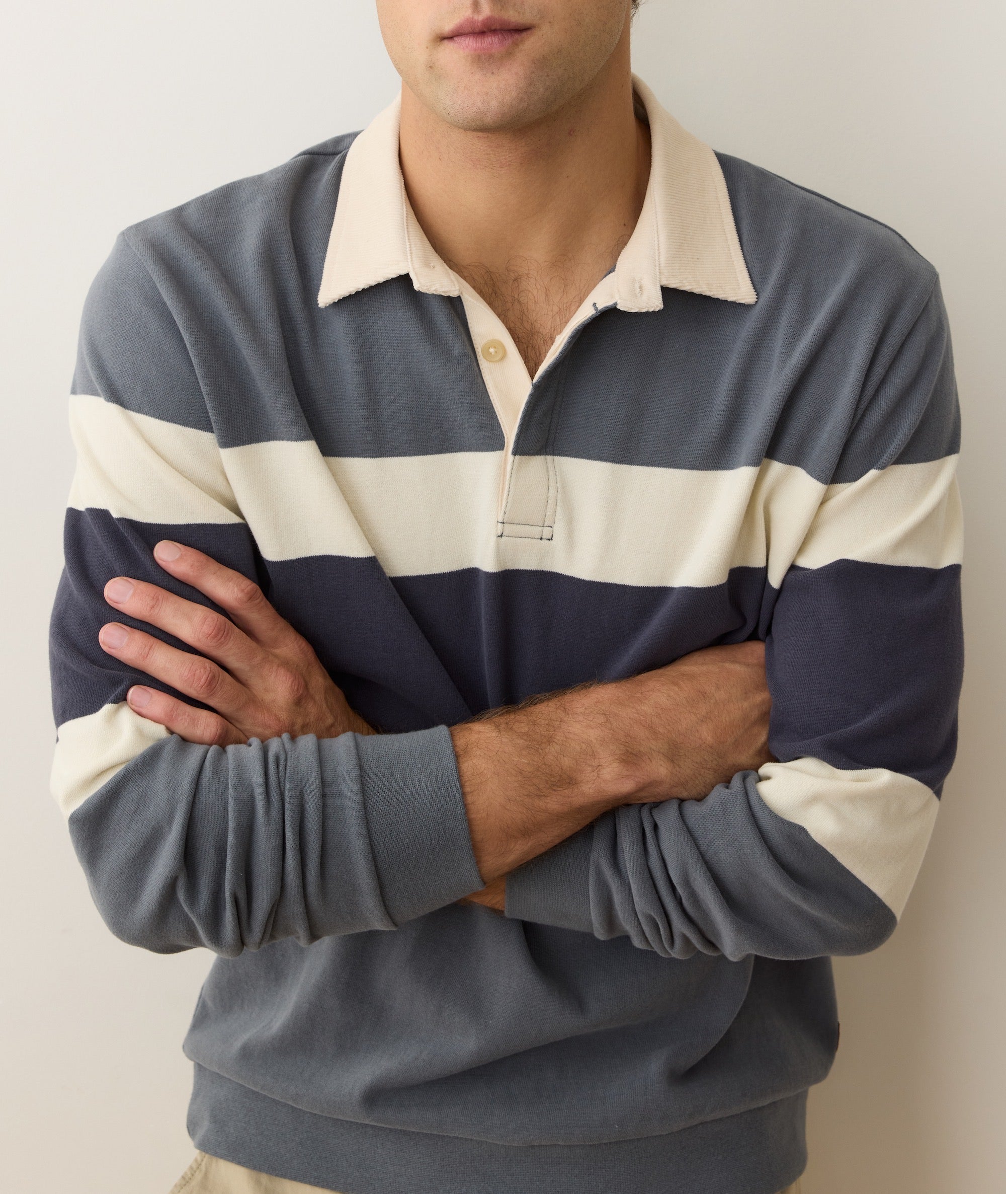 Sueded Rugby Polo Stormy Weather Colorblock