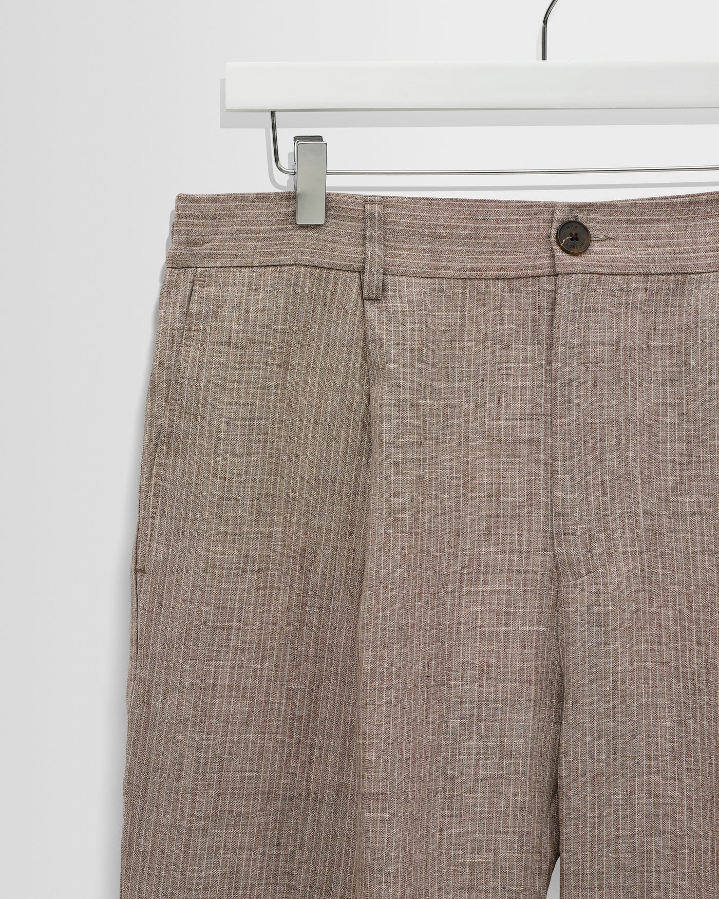 Malham Trouser in Linen Stripe Natural/Brown