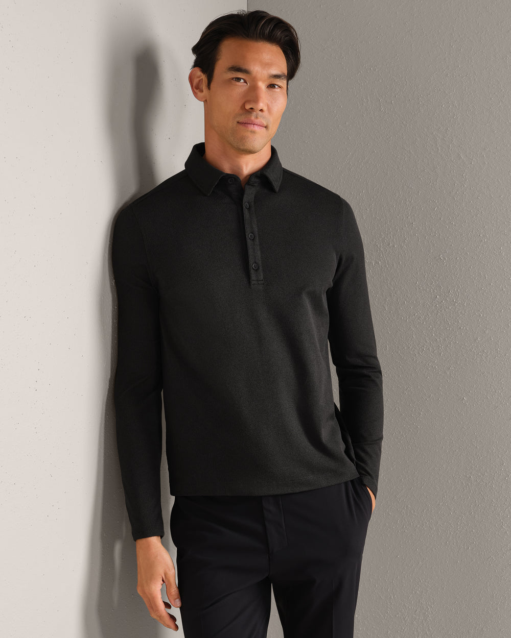WFH Rib Midweight Polo Black