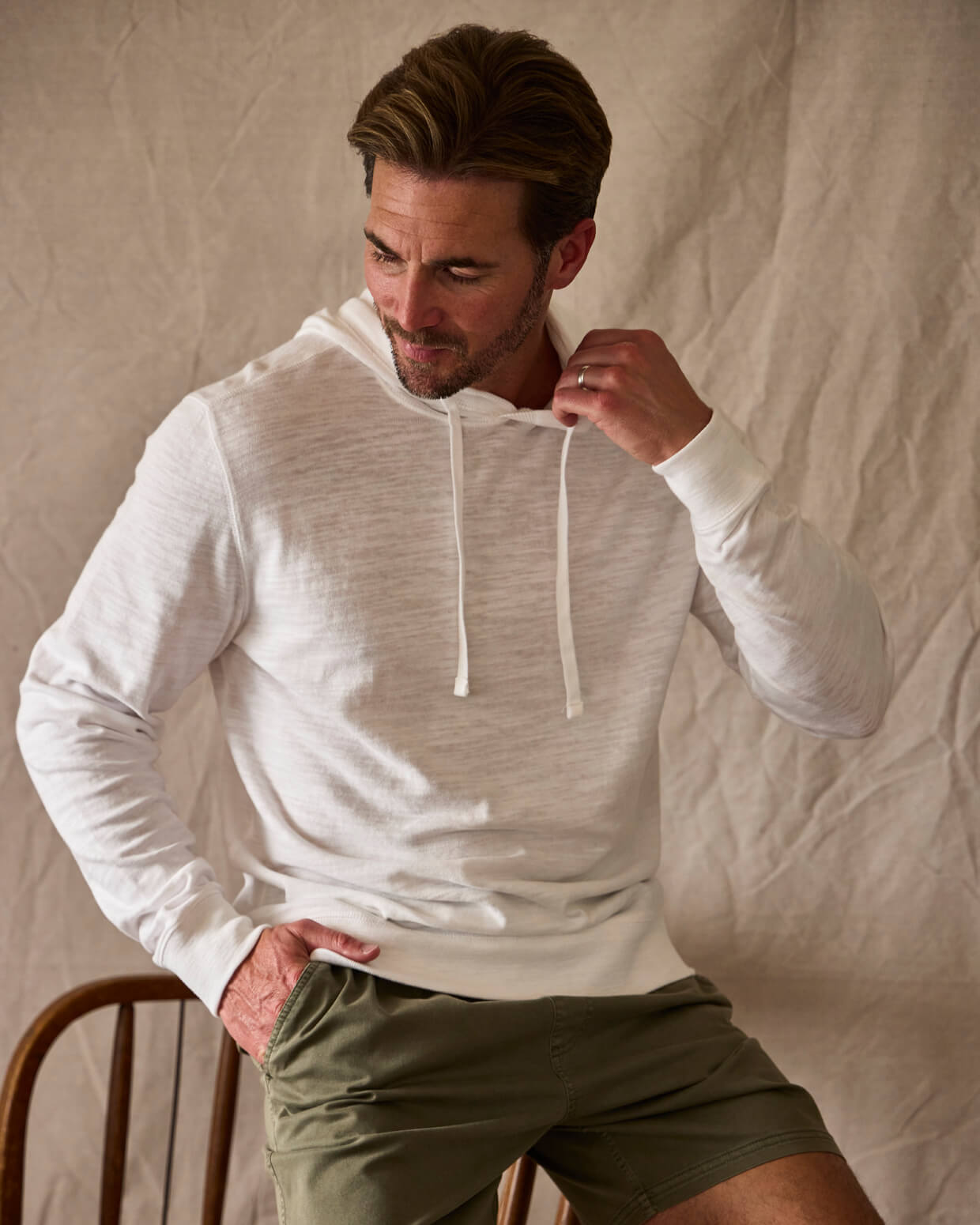Surf Slub Hoodie White