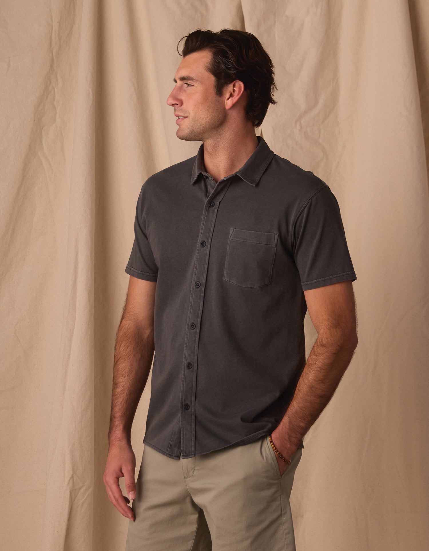 Normal Jersey Short Sleeve Button Up Shadow