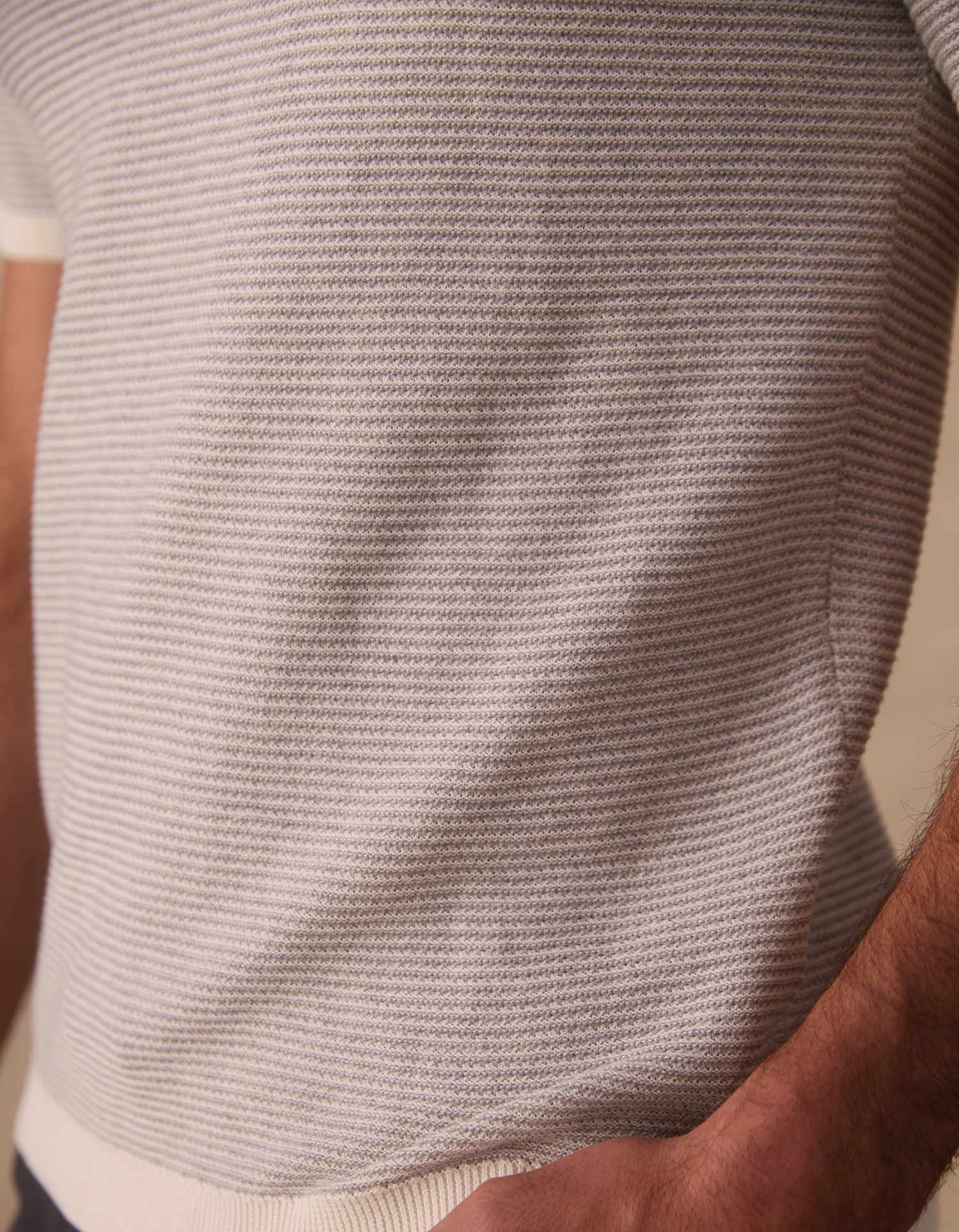 Robles Birdseye Knit Polo Cream/Grey