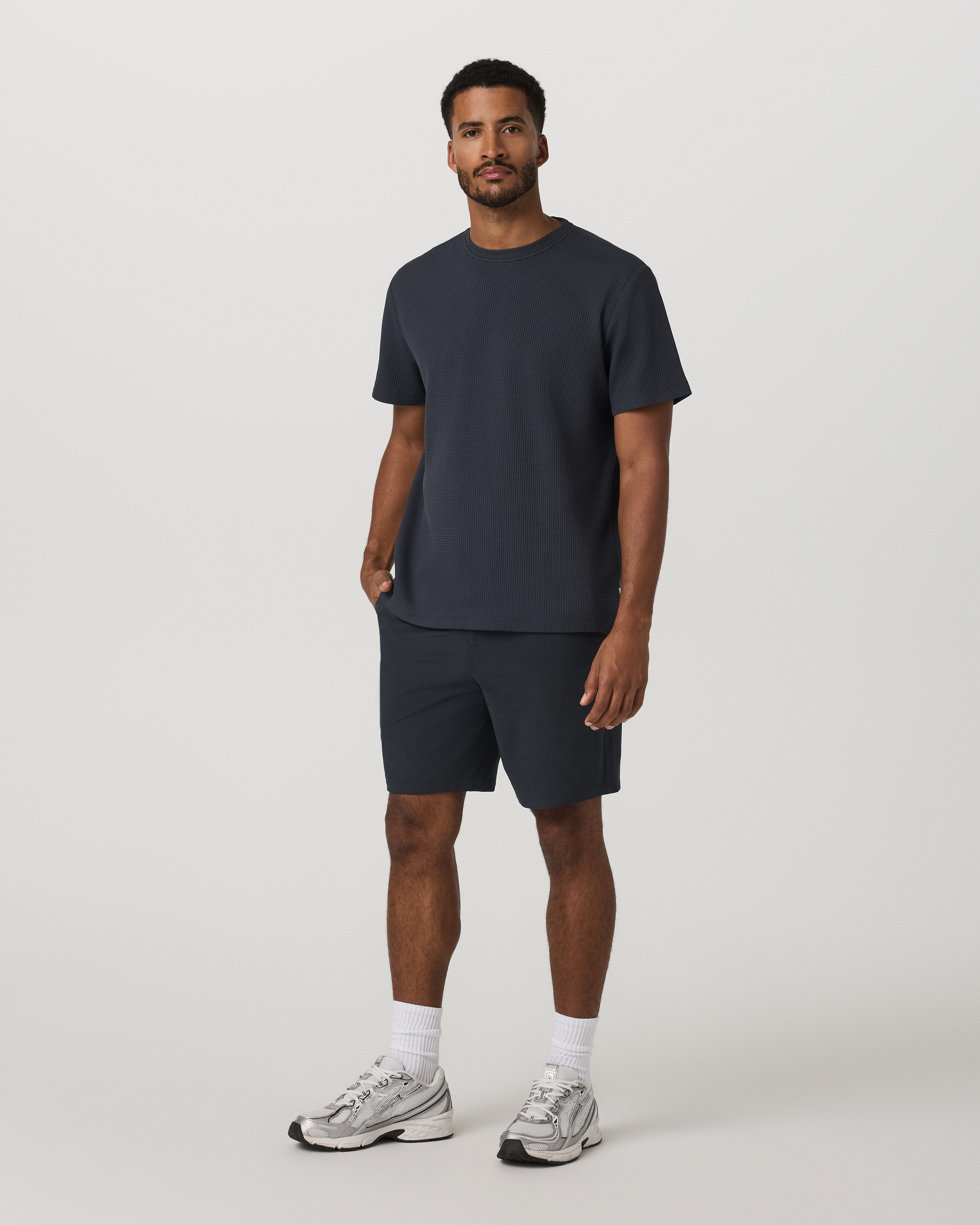 Short Sleeve Lightweight Tech Waffle Tee - Relaxed Fit Navy