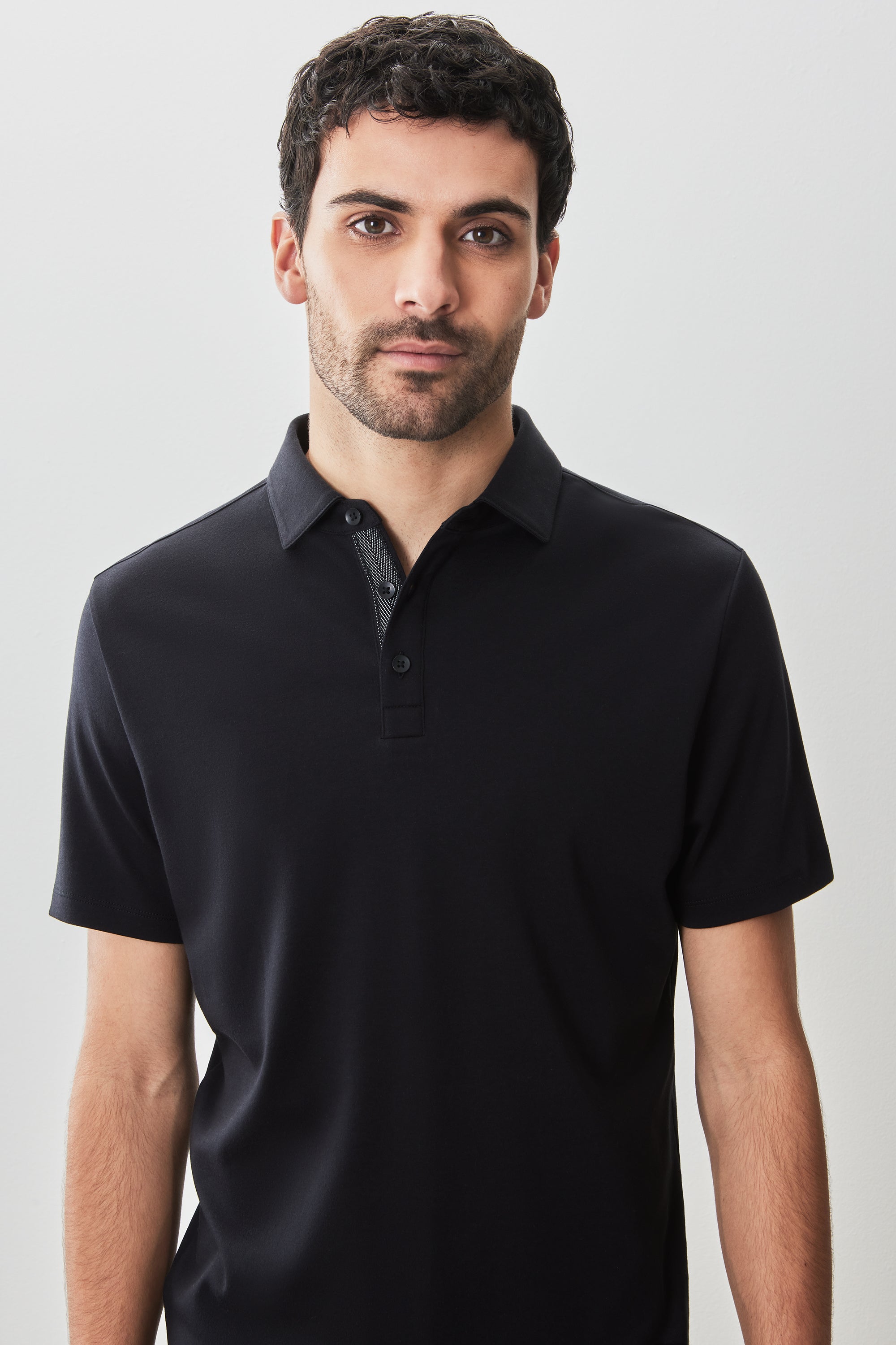 Georgia Short Sleeve Herringbone Polo Black