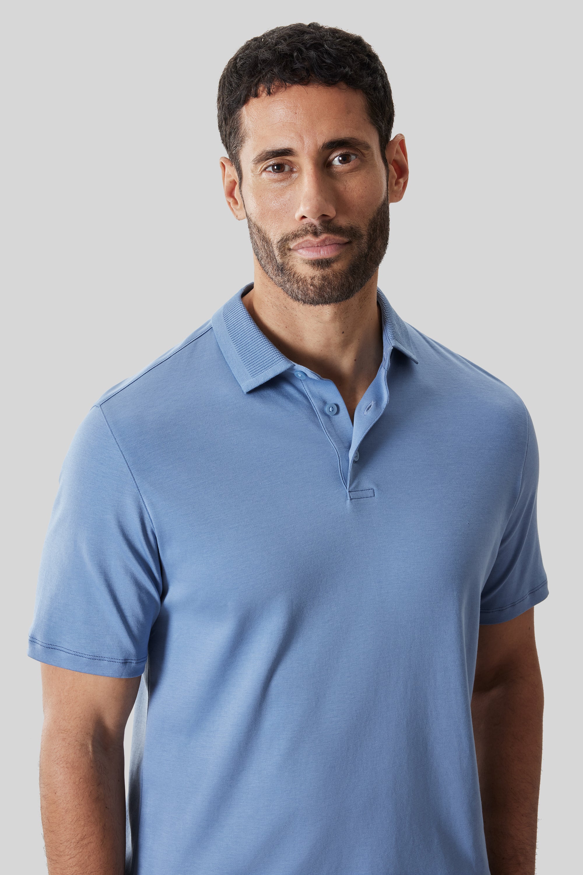 Georgia SS Polo Textured Washed Blue