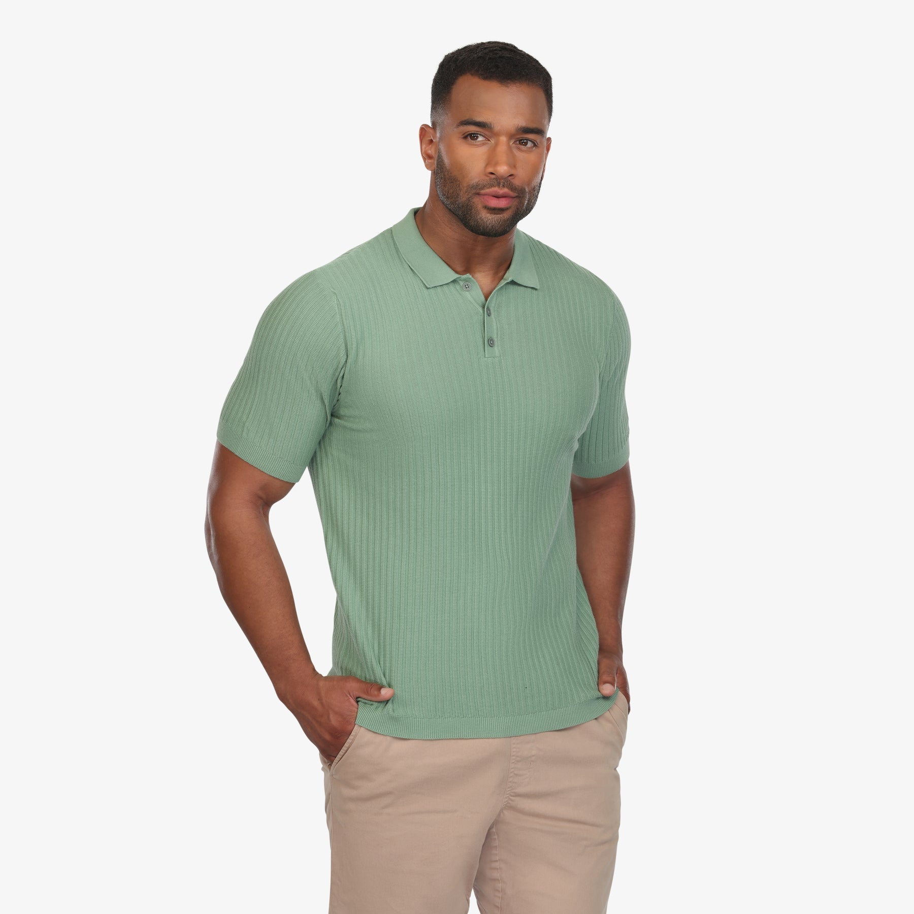 Textured Knit Polo Grass
