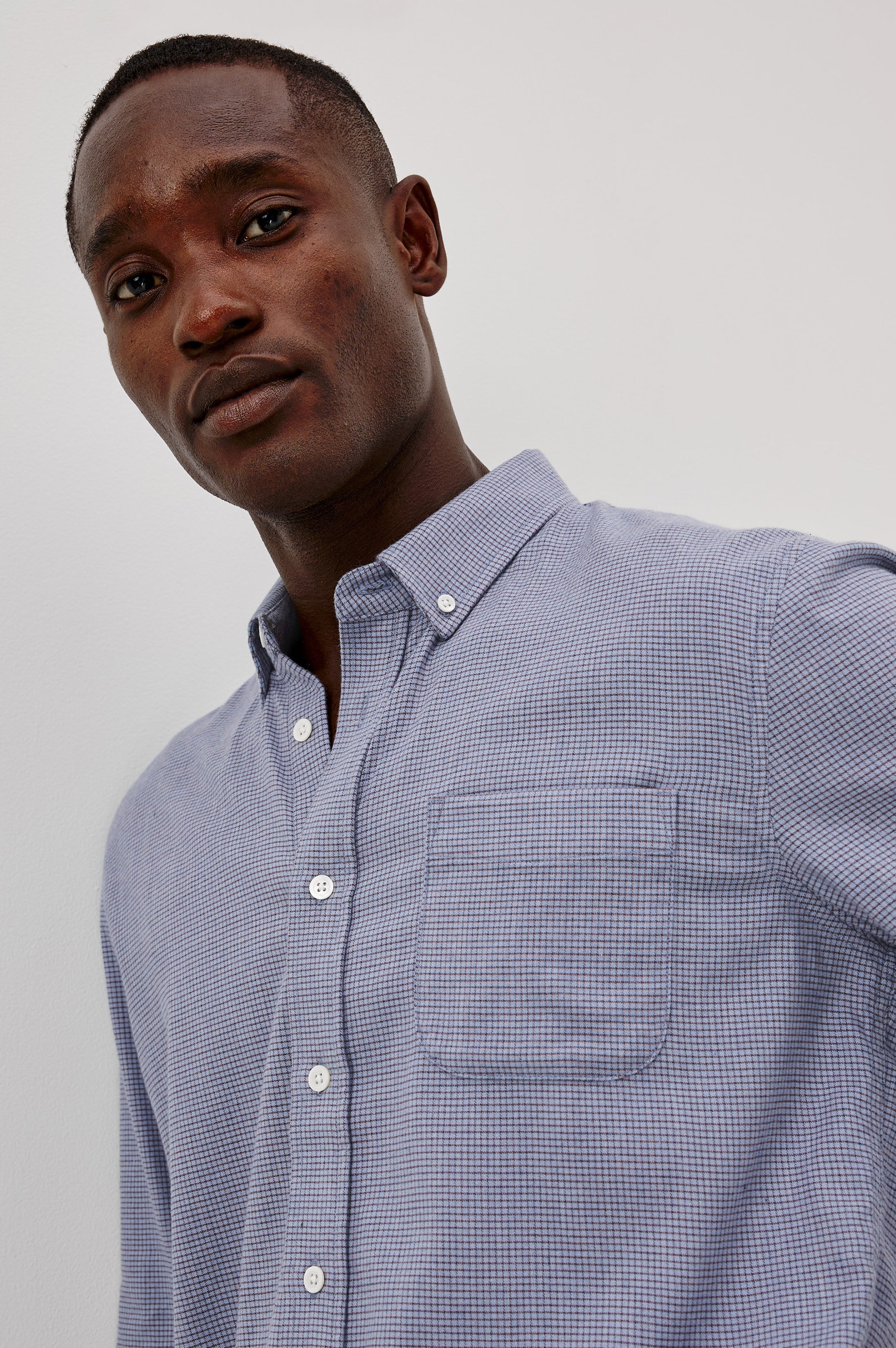 Vance Check Shirt Blue Heather Grid