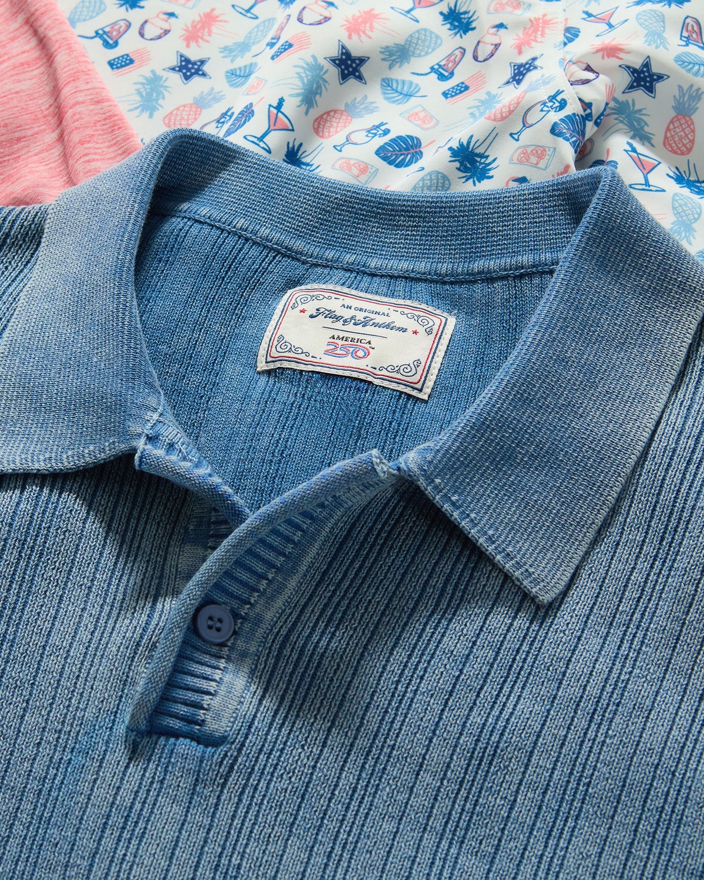 Gaffney Acid Wash Sweater Polo Washed Blue