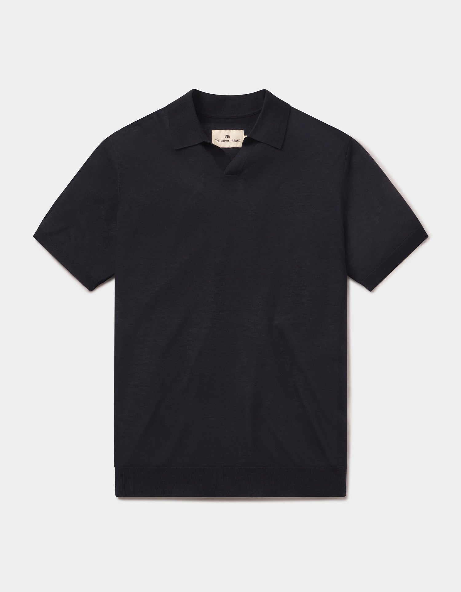Summer Linen Blend Knit Polo Navy