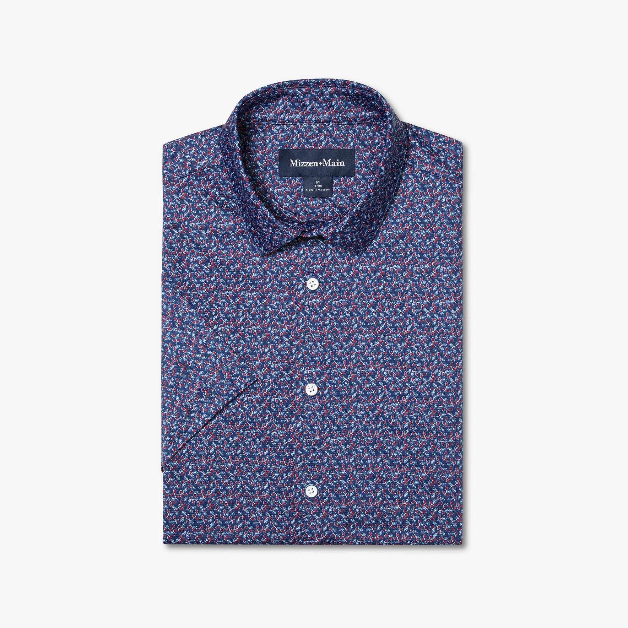 Halyard Short Sleeve Dress Shirt Midnight Navy Variegated Leaf