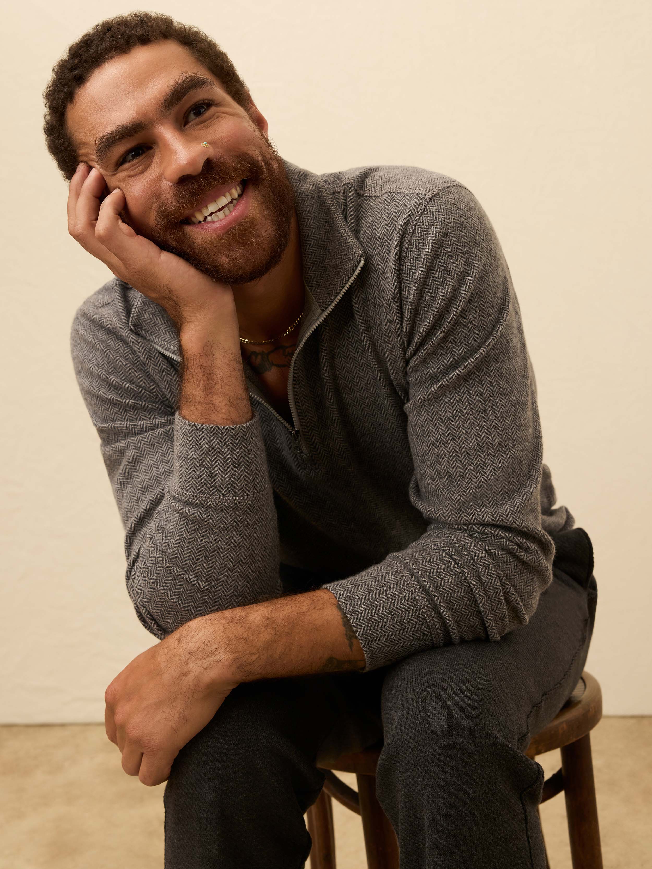 Legend Sweater 1/4 Zip II Alpine Grey Herringbone