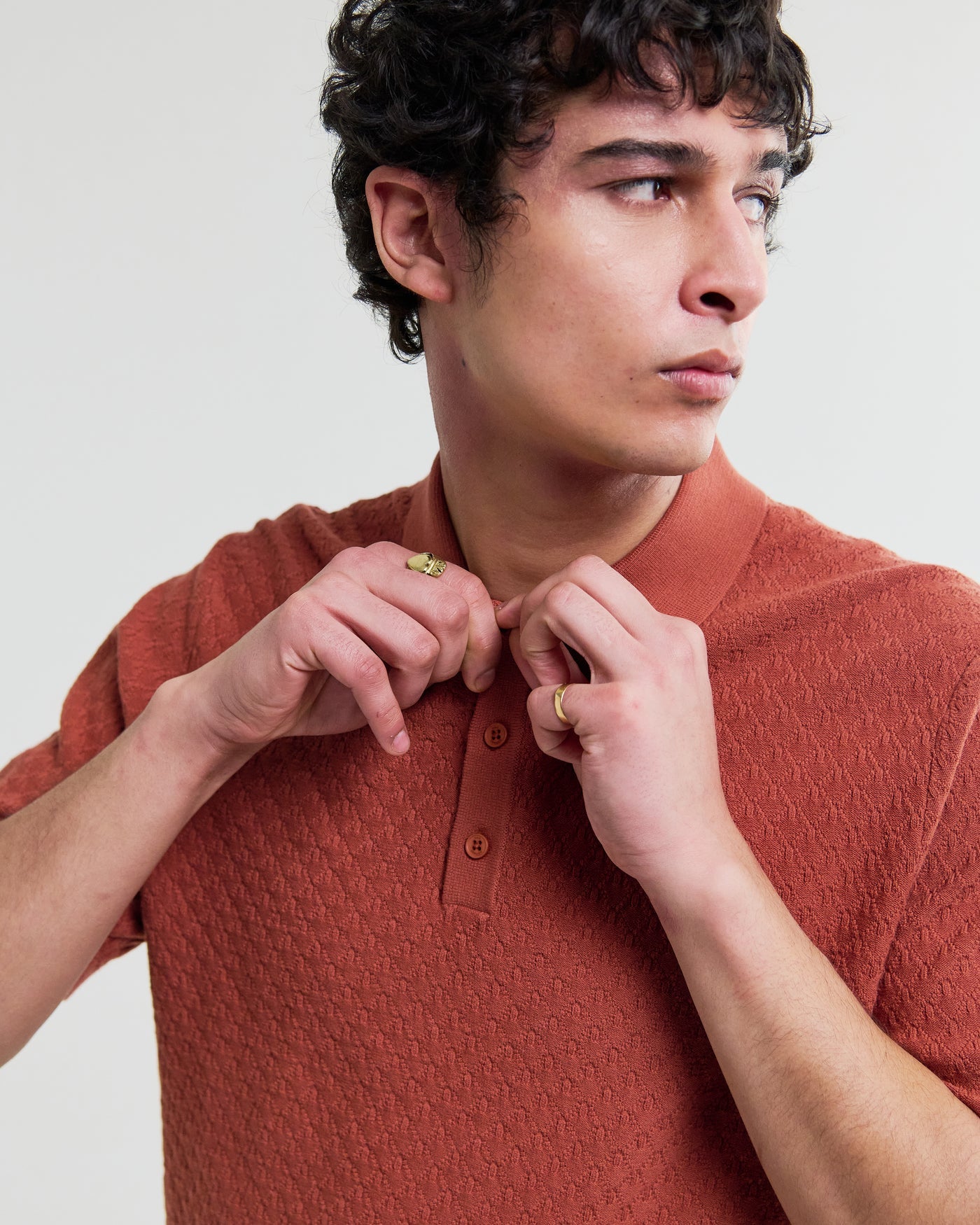 Naples Polo in Retro Diamond Cotton Rust