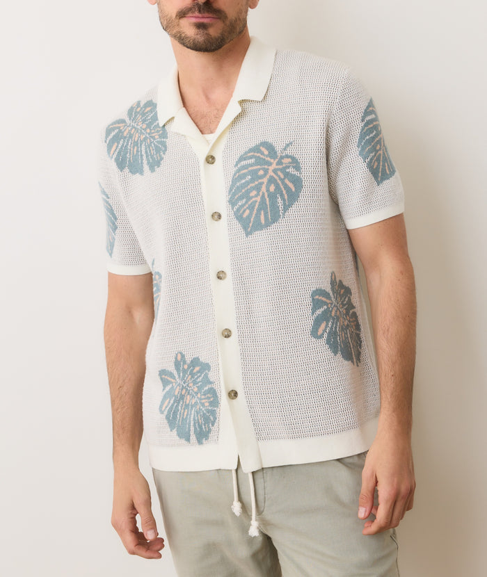 Asher Sweater Resort Shirt White/Topaz
