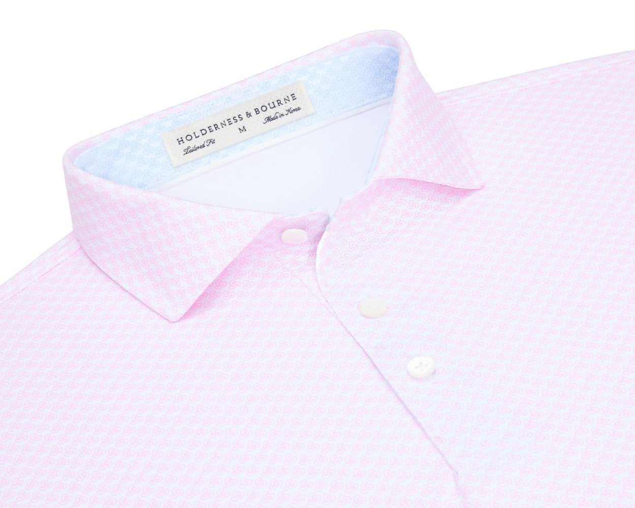Dalton Printed Performance Jersey Knit Polo Scotch Pink