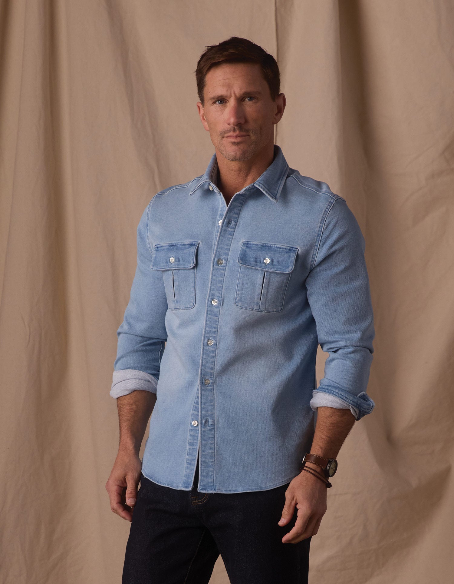 Comfort Terry Jean Shirt Jacket Light Wash