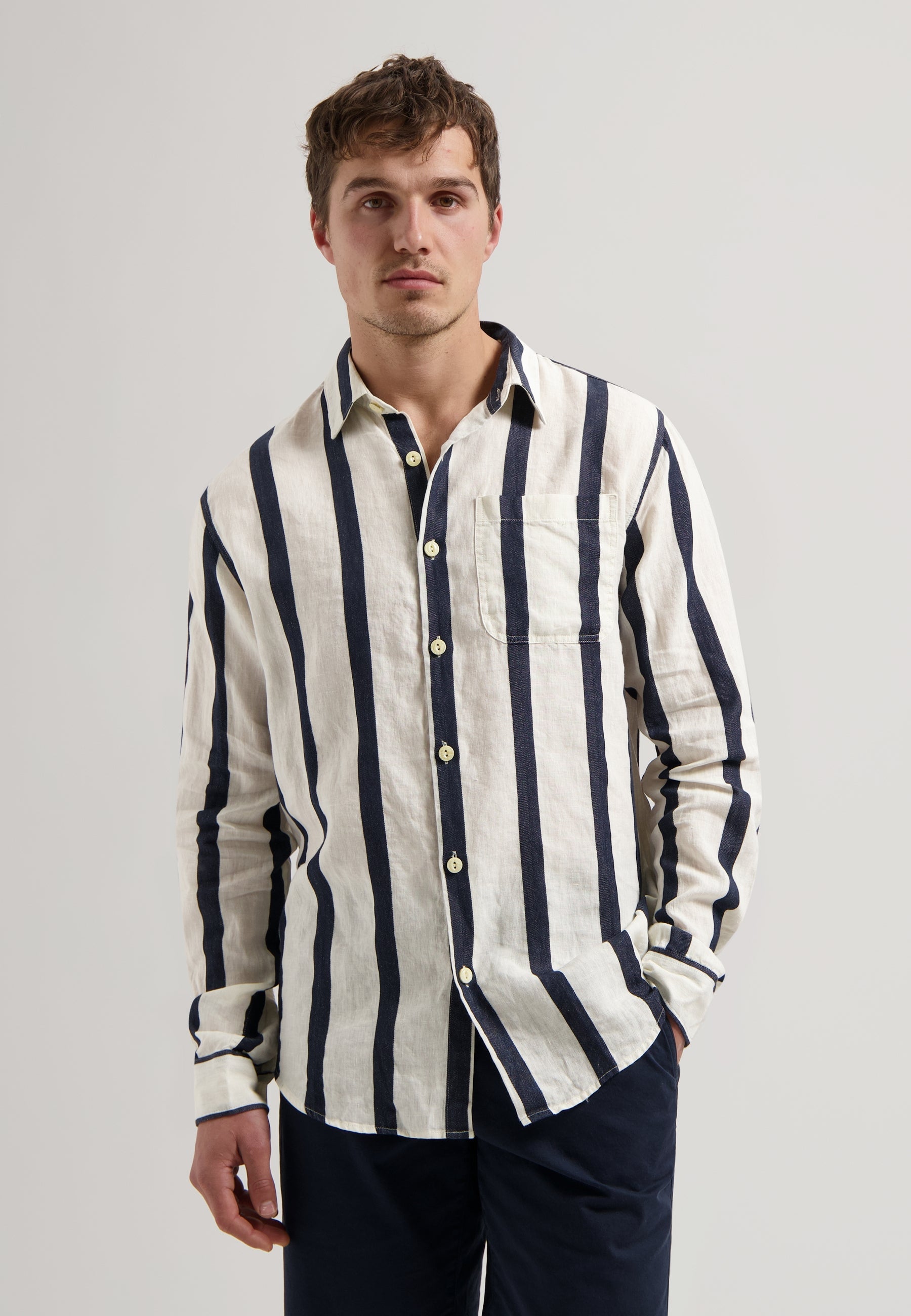 Miller Linen Blend Shirt Dark Navy