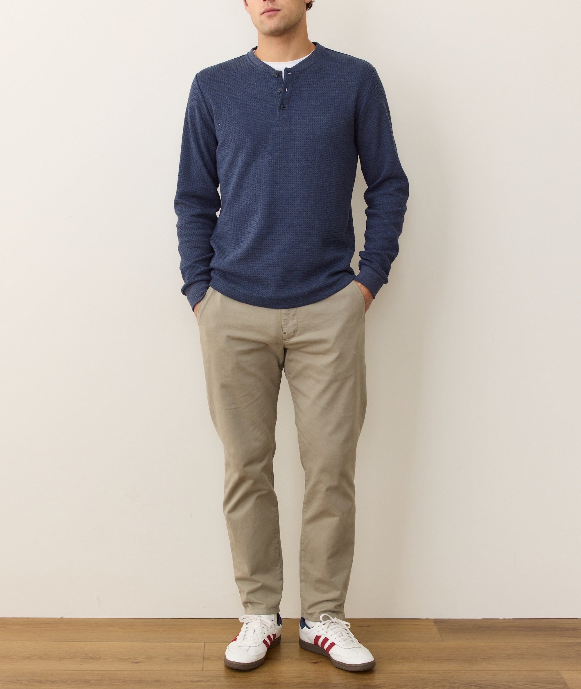 Waffle Henley Blue