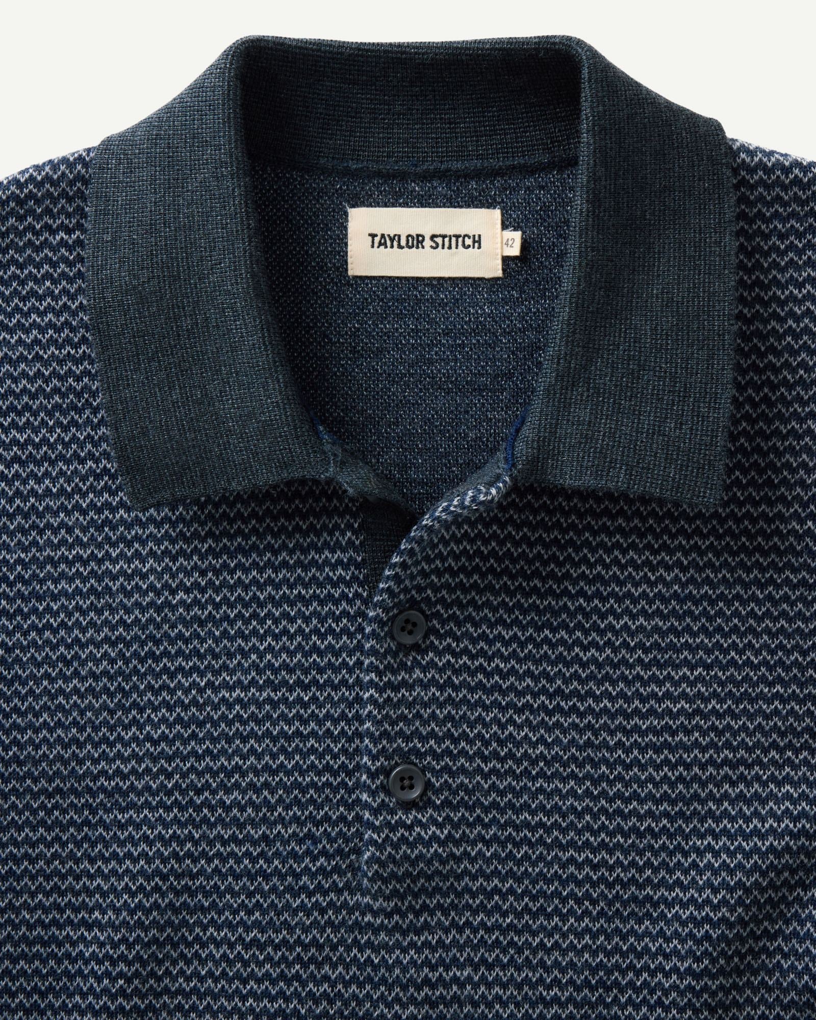 The Newton Merino Sweater Polo Navy Birdseye
