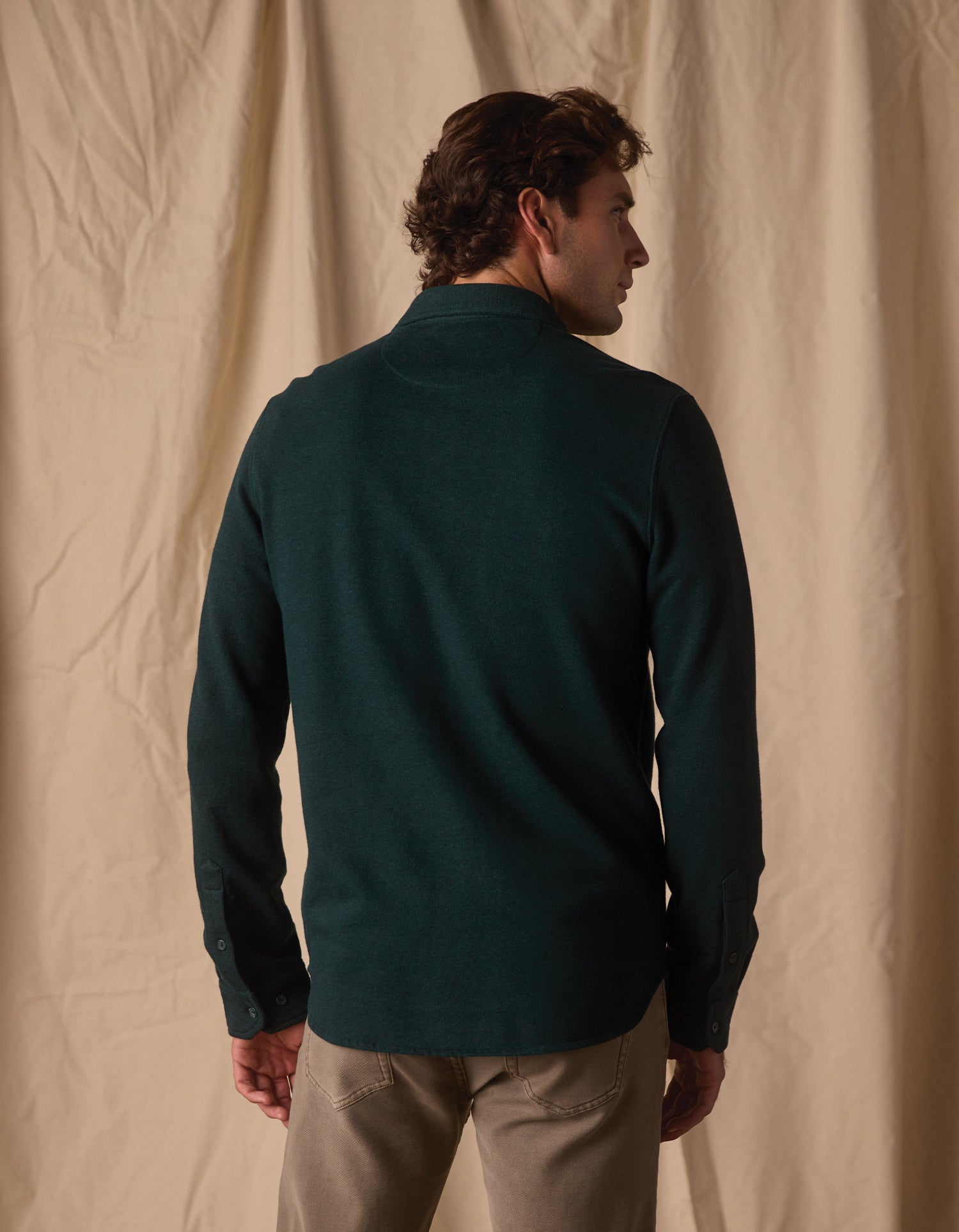 Textured Knit Everyday Shirt Emerald