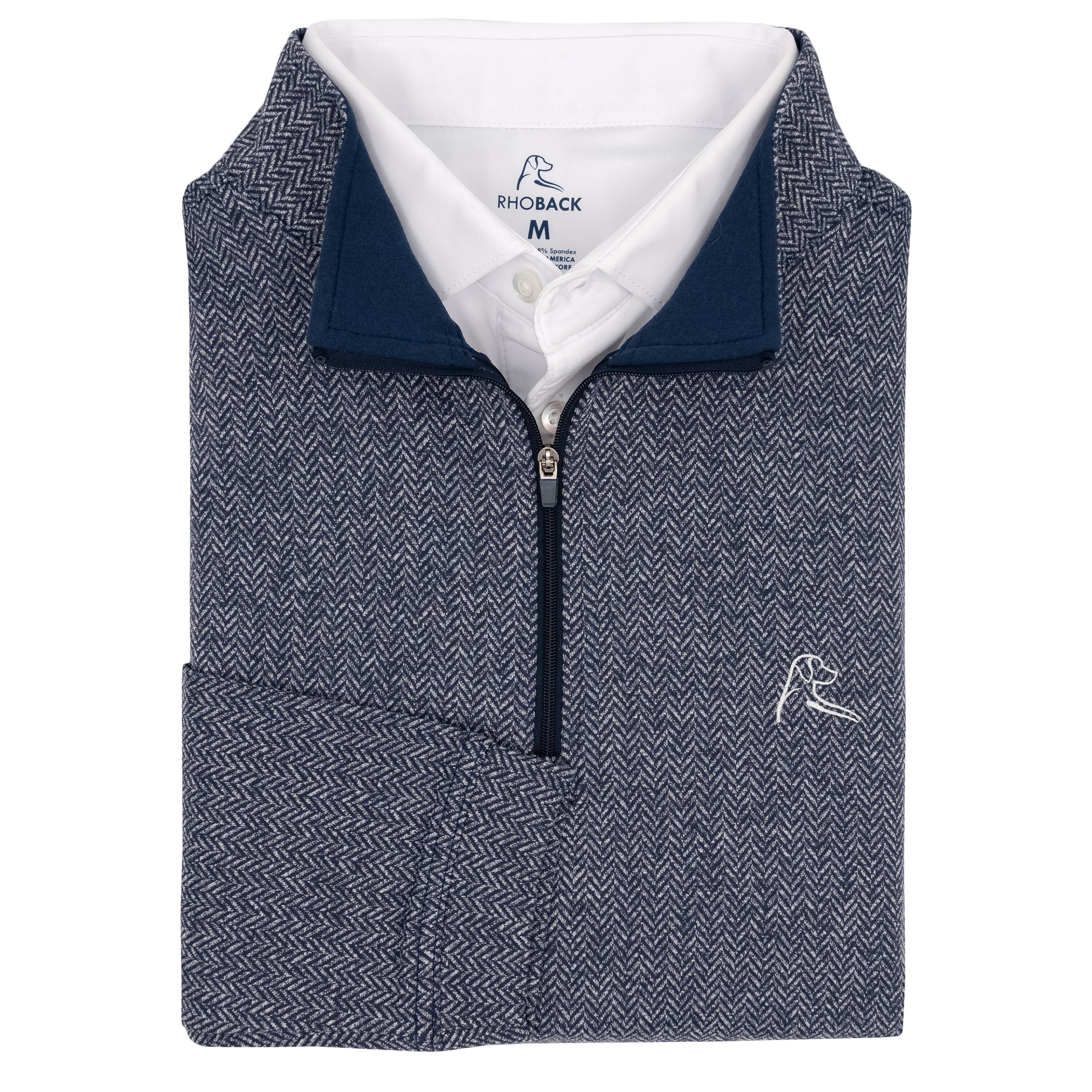 Herringbone Jacquard Q-Zip Fleet Navy/White