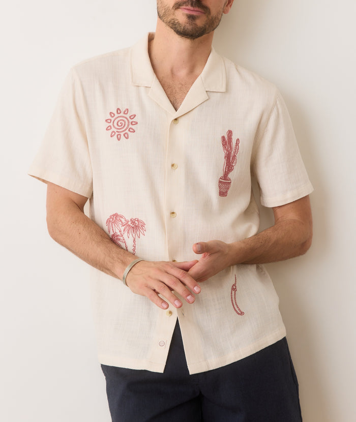 Embroidered Resort Shirt Natural