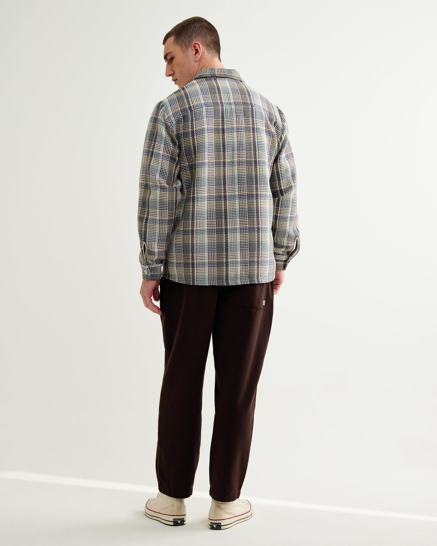 Whiting Overshirt in Basket Weave Blue/Green
